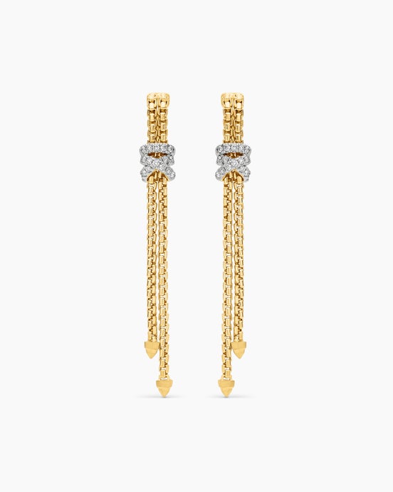 Helena Box Chain Drop Earrings in 18K Yellow Gold with Diamonds, 52.8mm