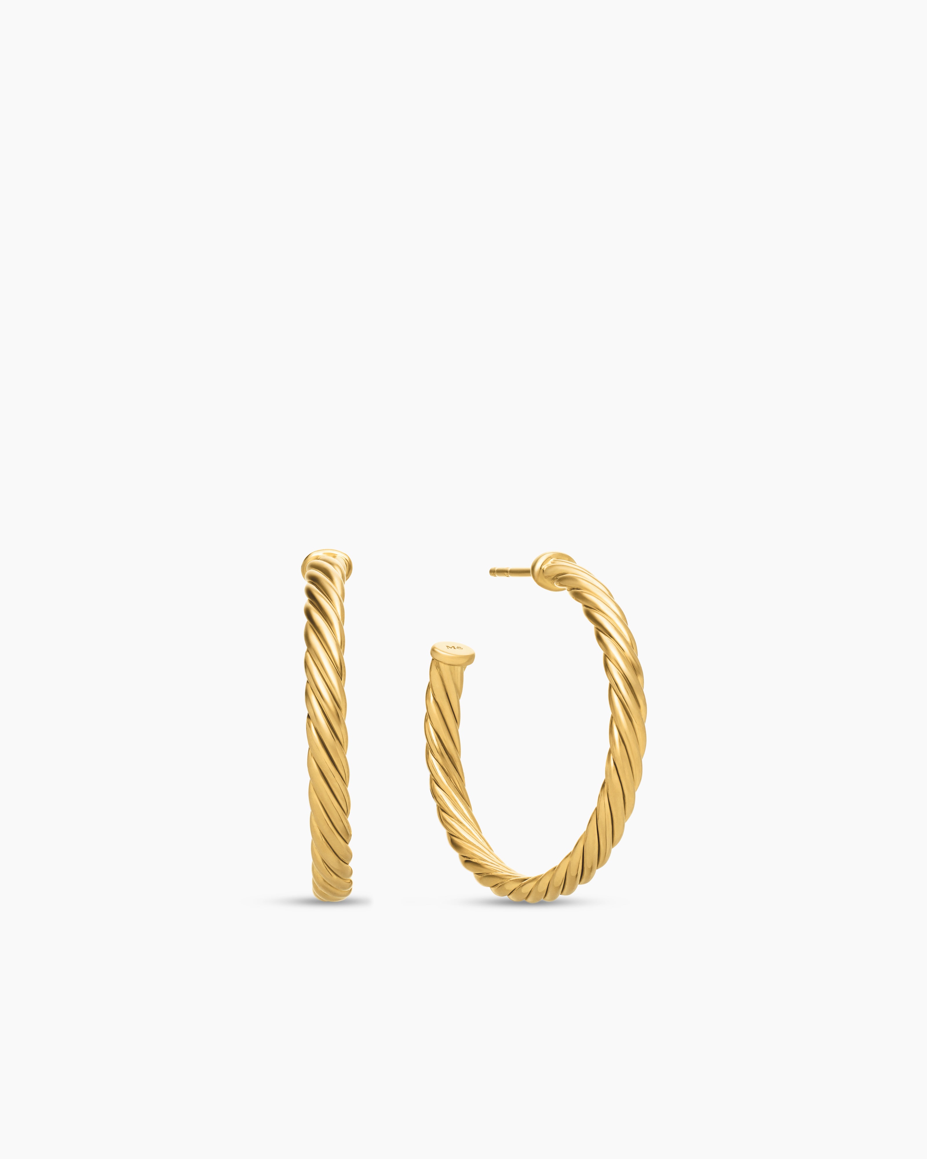 Womens Cablespira&reg; Hoop Earrings in 18K Yellow Gold, 1in