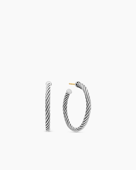 Créoles Cable en argent massif, 1 po
