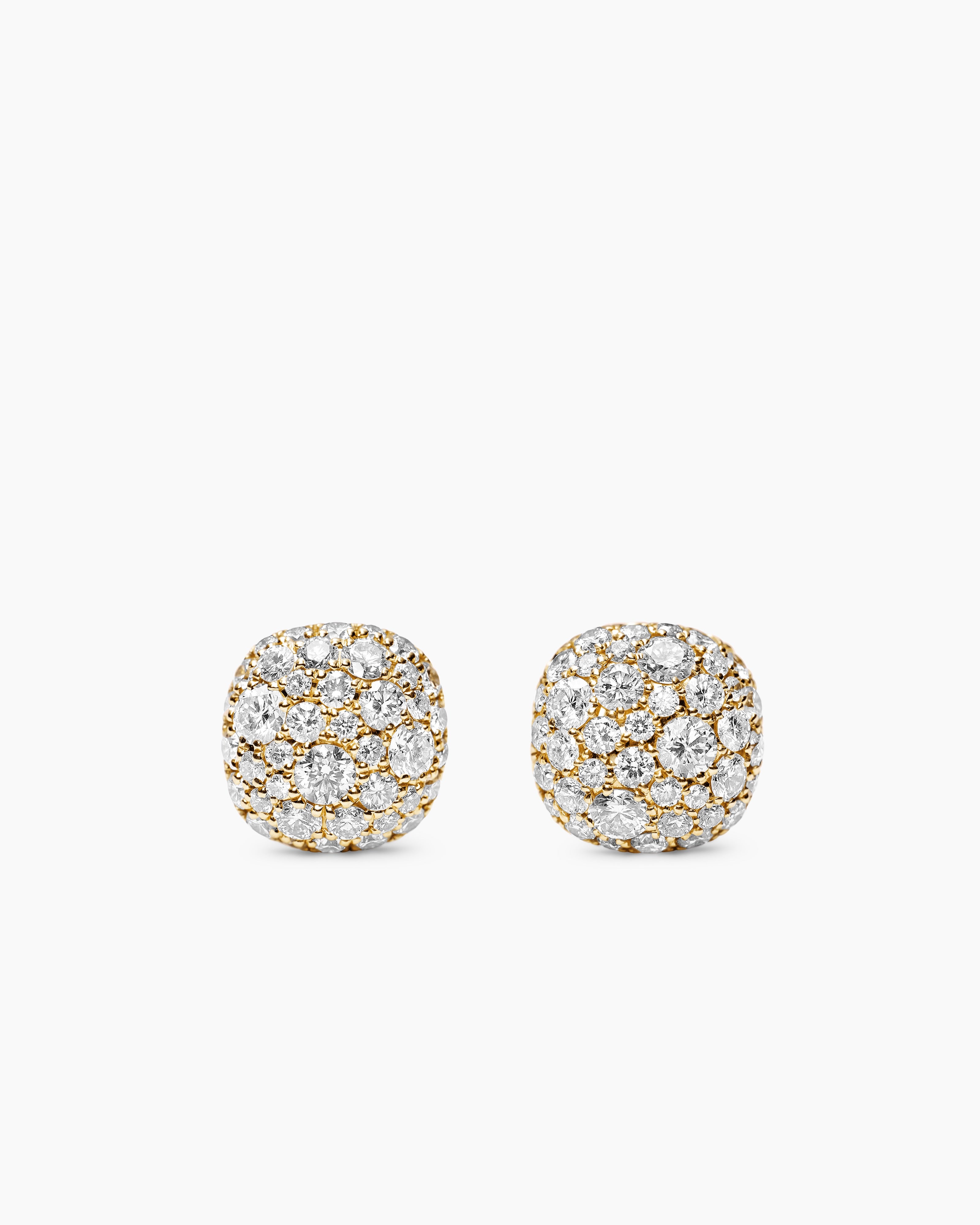 Clous d&rsquo;oreilles taille coussin en or jaune 18 carats avec diamants, 8 mm femmes 