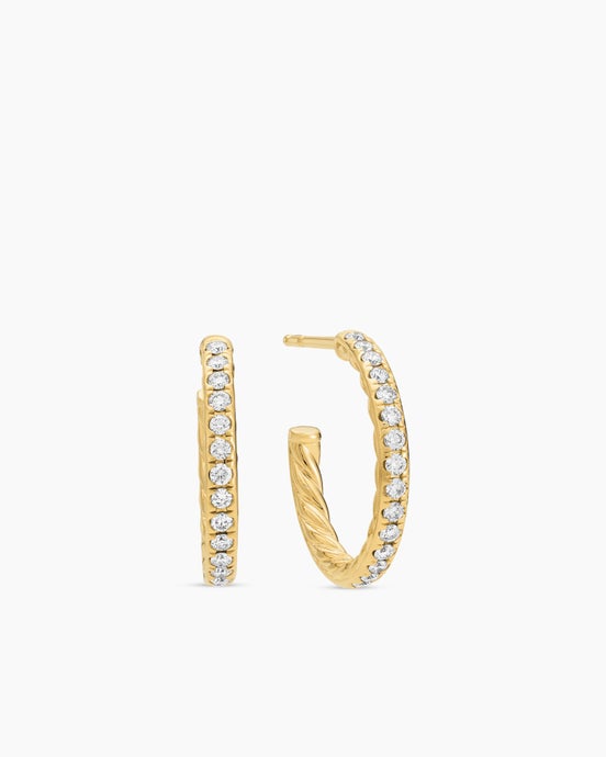 Pavé Hoop Earrings in 18K Yellow Gold with Diamonds, 19mm