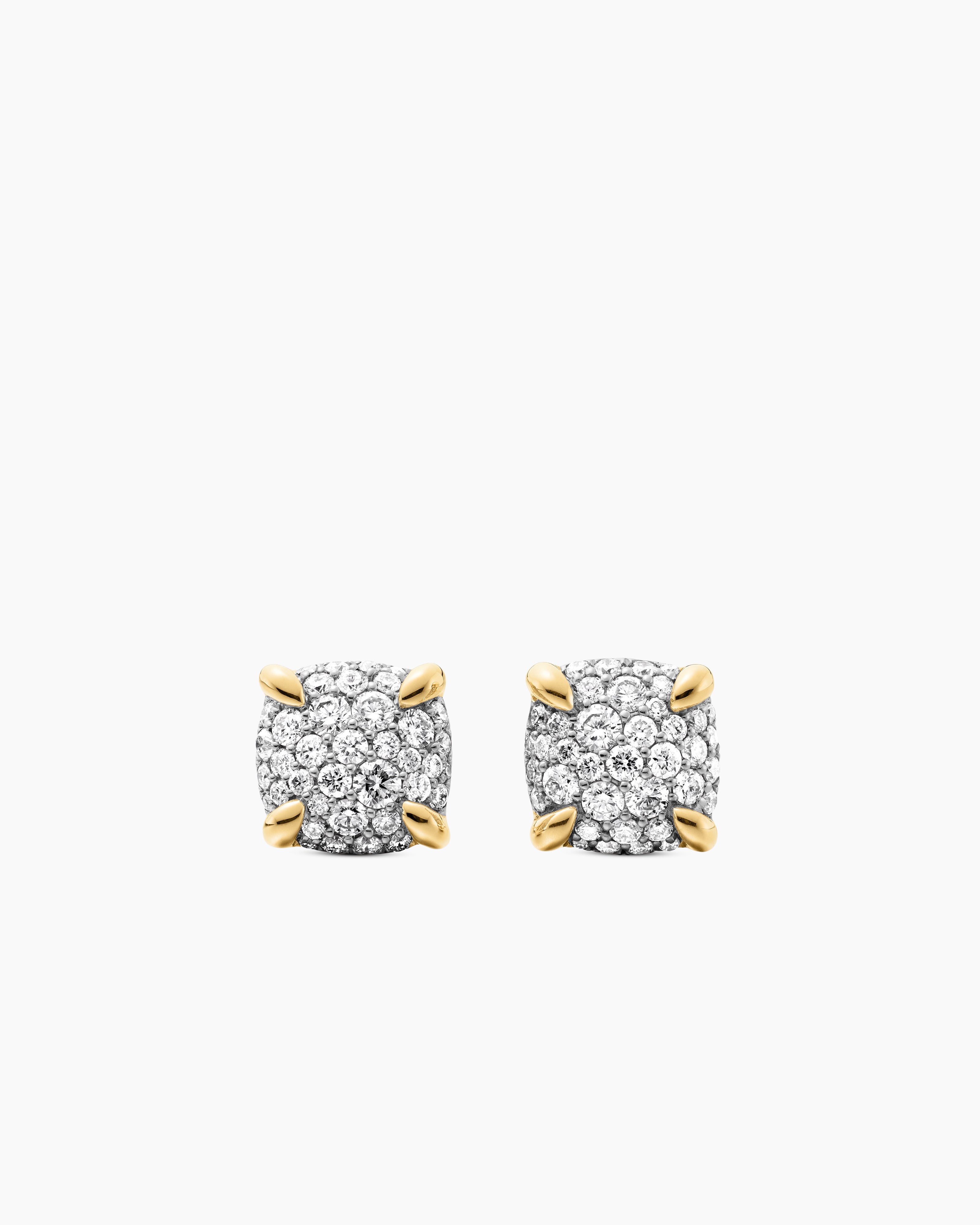 Womens Chatelaine&reg; Stud Earrings in 18K Yellow Gold with Pav&eacute; Diamonds, 8mm