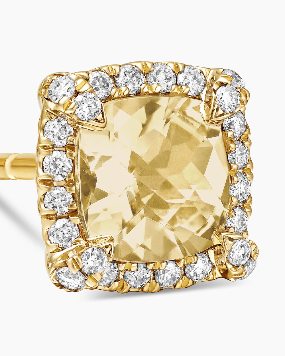 Clous d’oreilles à chaton et à pavé Petite Chatelaine® en or jaune 18 carats avec citrine champagne et diamants, 5 mm femmes