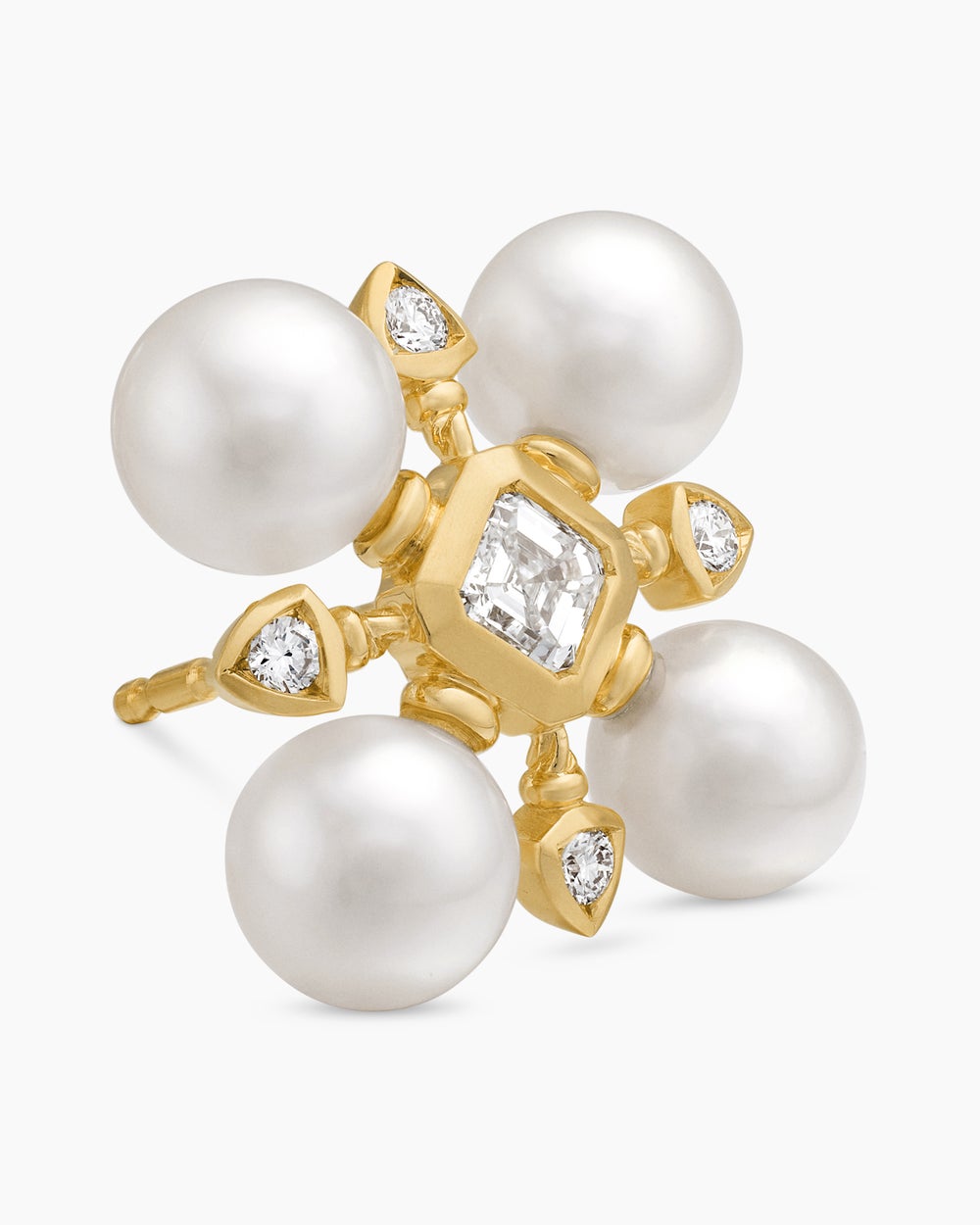 Clous d’oreilles perlés Renaissance® en or jaune 18 carats avec perles et diamants, 16,5 mm pour femmes