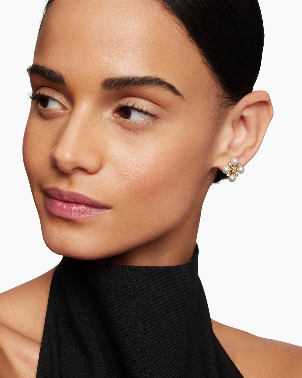 Clous d’oreilles perlés Renaissance® en or jaune 18 carats avec perles et diamants, 16,5 mm pour femmes