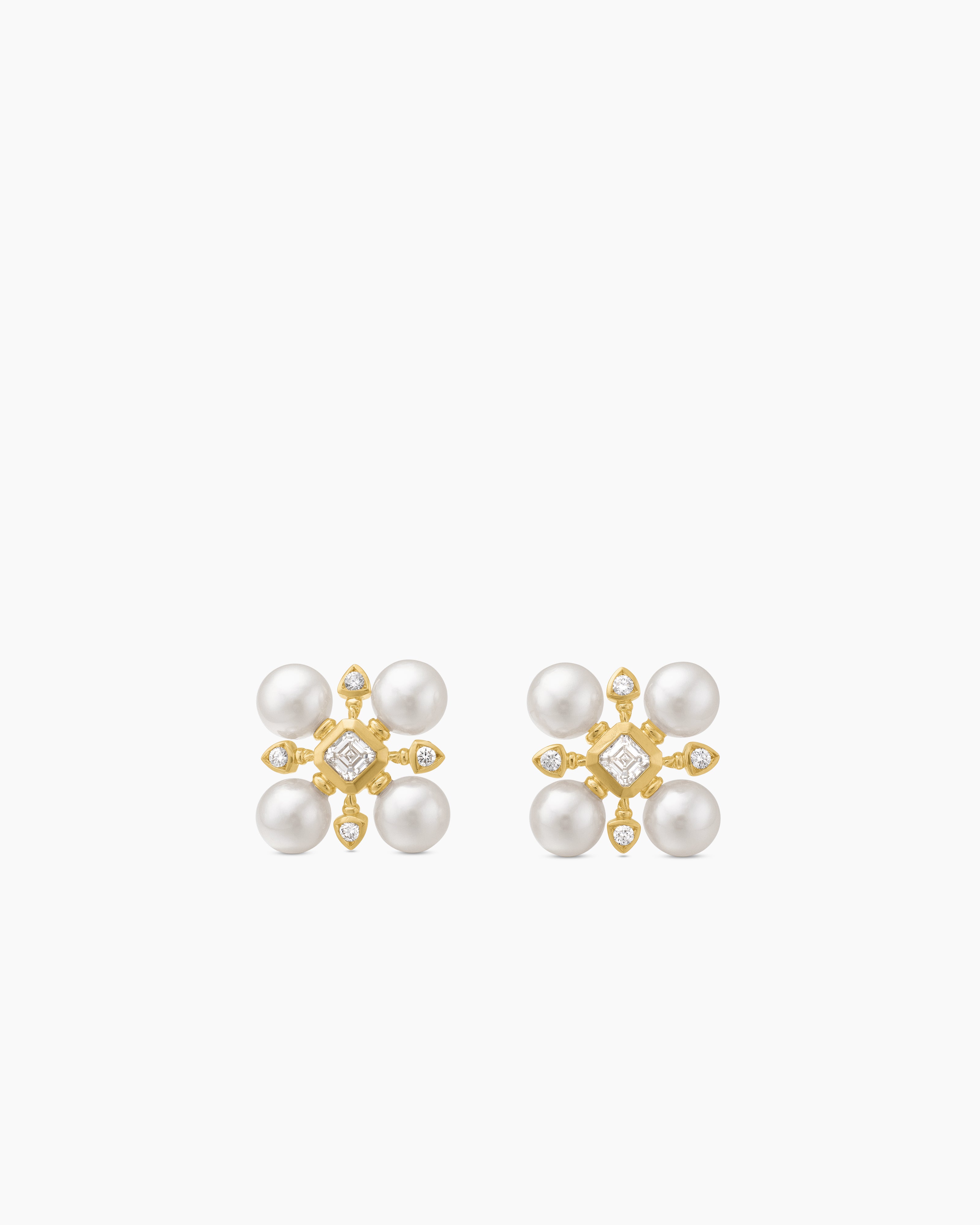 Clous d&rsquo;oreilles perl&eacute;s Renaissance&reg; en or jaune 18 carats avec perles et diamants, 16,5 mm pour femmes 