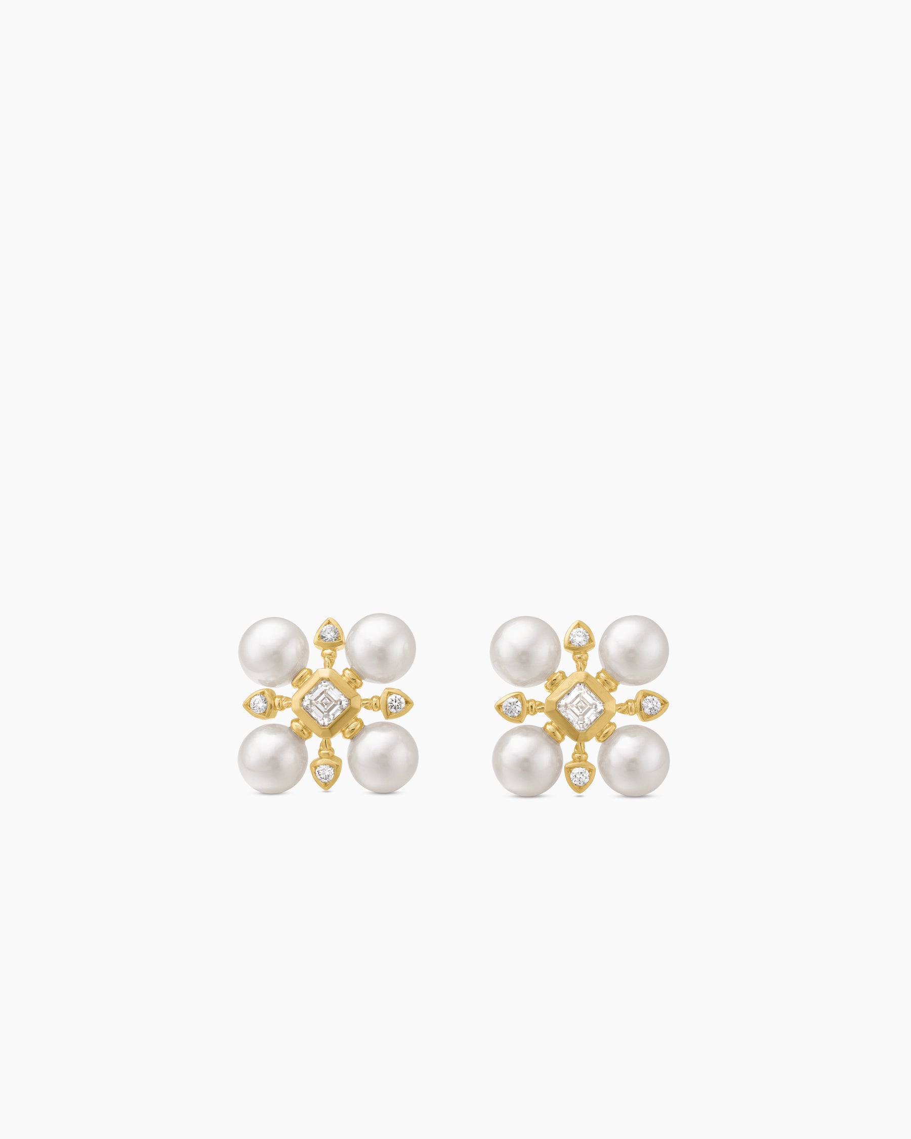 Clous d’oreilles perlés Renaissance® en or jaune 18 carats avec perles et diamants, 16,5 mm