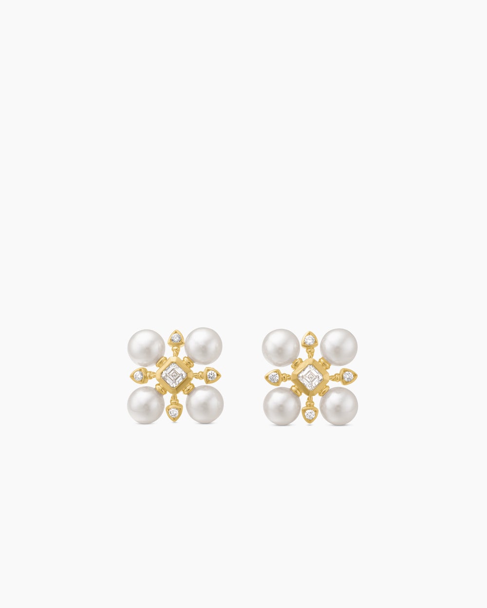 Clous d’oreilles perlés Renaissance® en or jaune 18 carats avec perles et diamants, 16,5 mm pour femmes