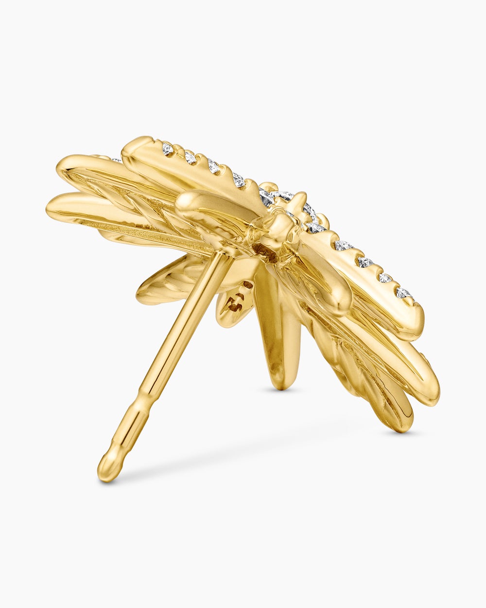 Womens Starburst Stud Earrings in 18K Yellow Gold with Diamonds, 19mm