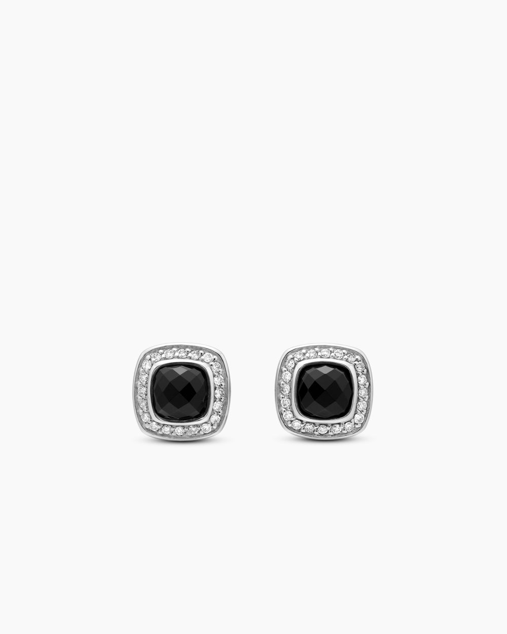 Womens Petite Albion® Stud Earrings in Sterling Silver with Black Onyx and Diamonds, 5mm