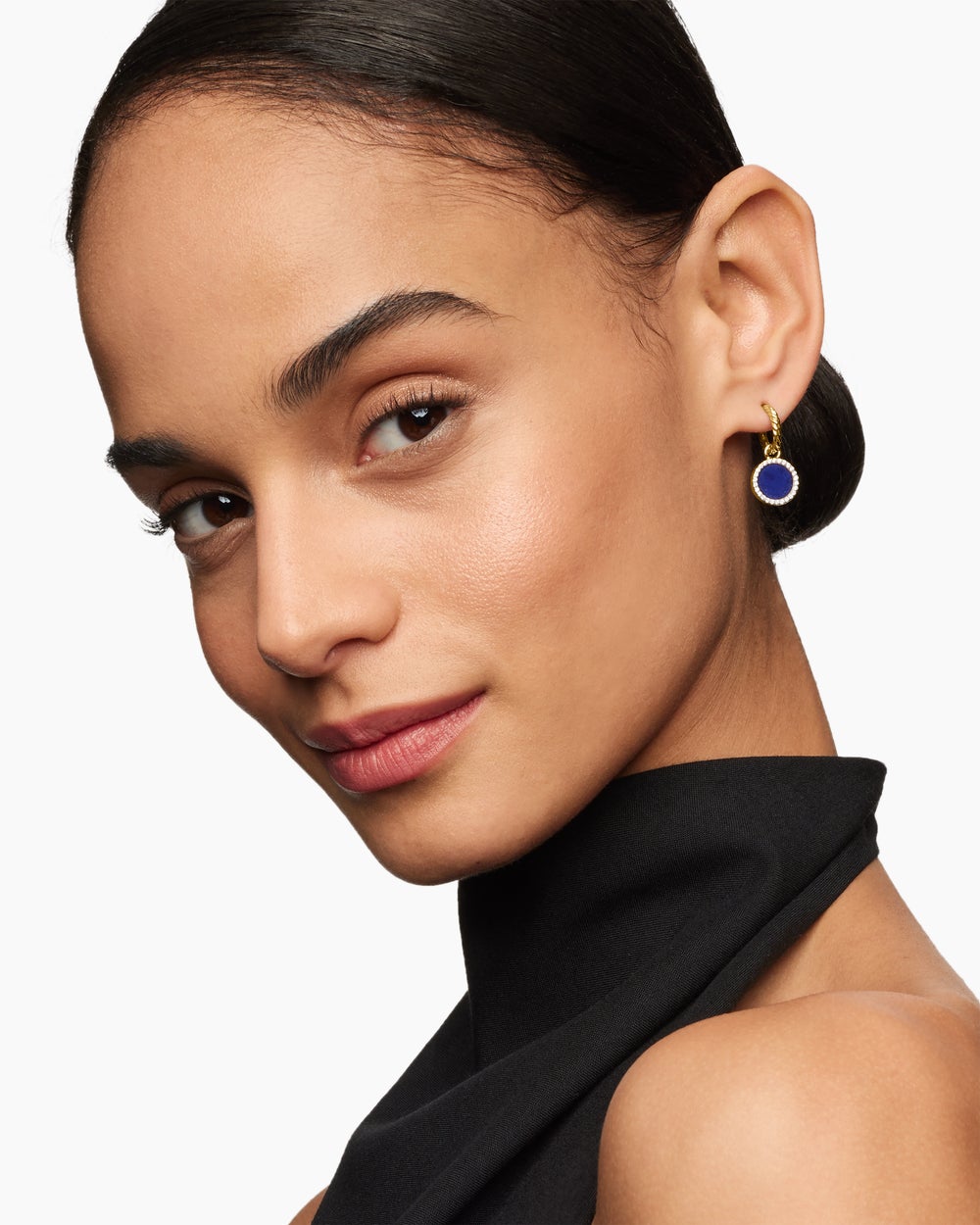 Womens Petite DY Elements® Drop Earrings in 18K Yellow Gold with Lapis and Diamonds, 22.6mm