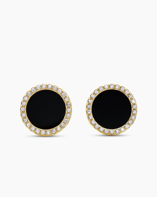 Petite DY Elements Stud Earrings in 18K Yellow Gold with Diamonds, 11mm