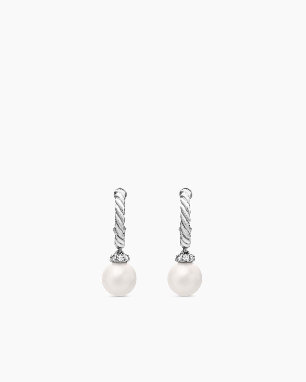 Boucles d'oreilles Solari en argent massif avec perles et pavé de diamants, 18,4 mm femme