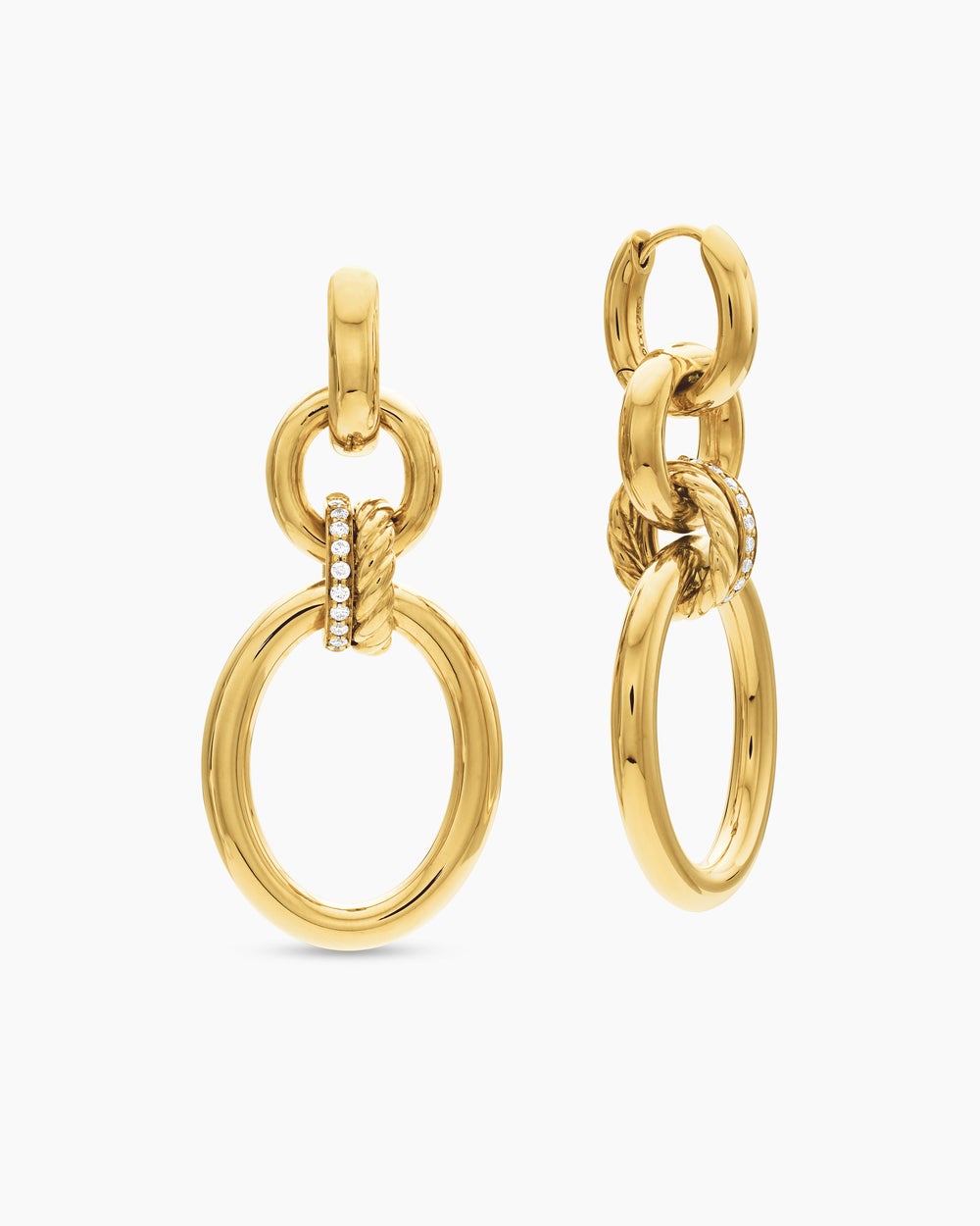 Womens DY Mercer® Circular Drop Earrings in 18K Yellow Gold with Diamonds, 50mm