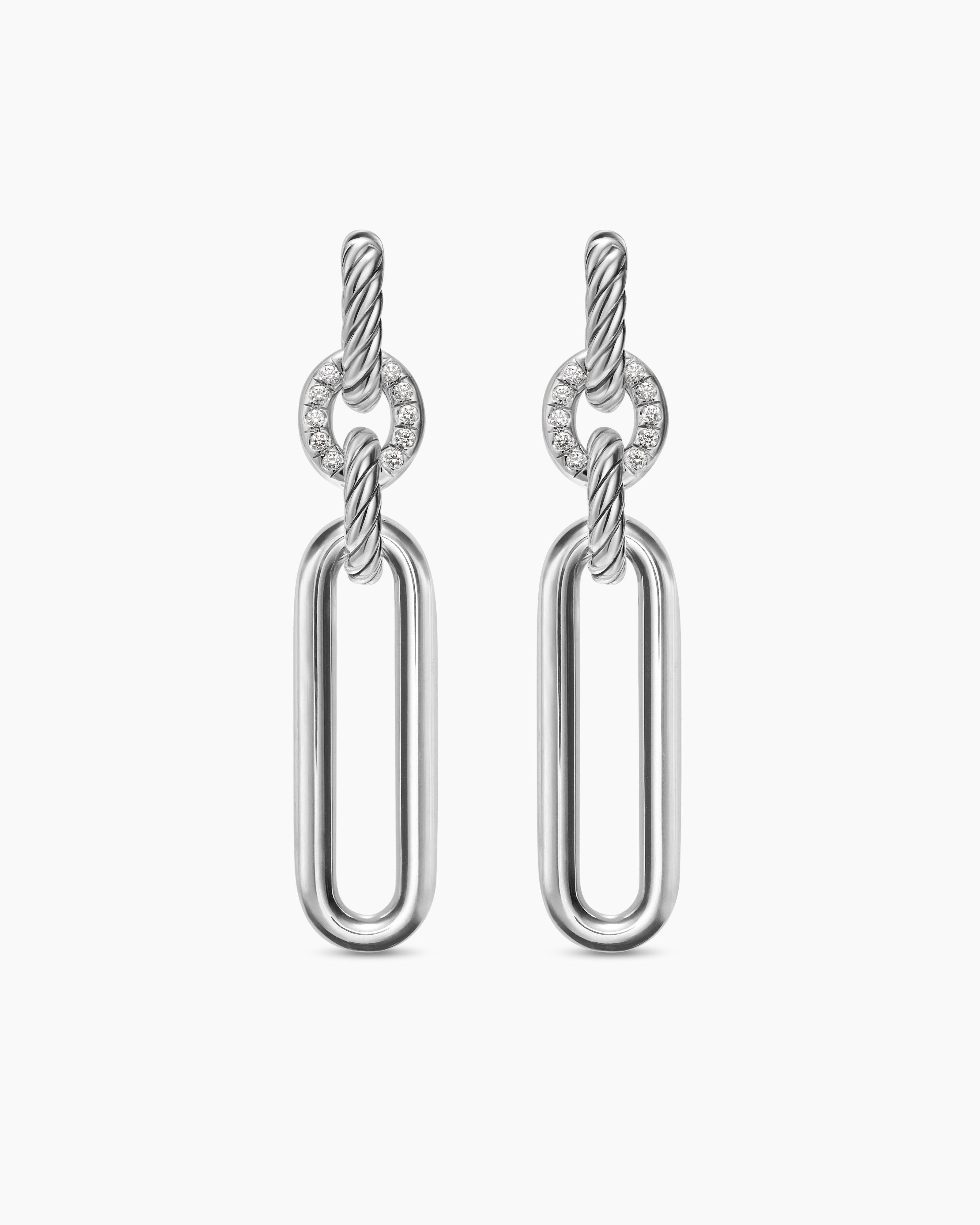 Boucles d&rsquo;oreilles Lexington &agrave; double maillon en argent massif avec diamants, 54 mm femme 