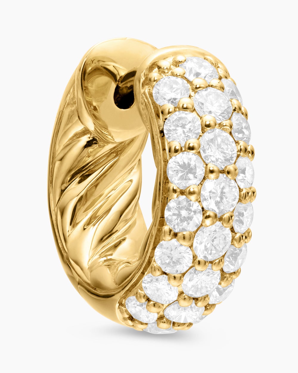 Womens DY Mercer® Micro Hoop Earrings in 18K Yellow Gold with Diamonds, 13.5mm