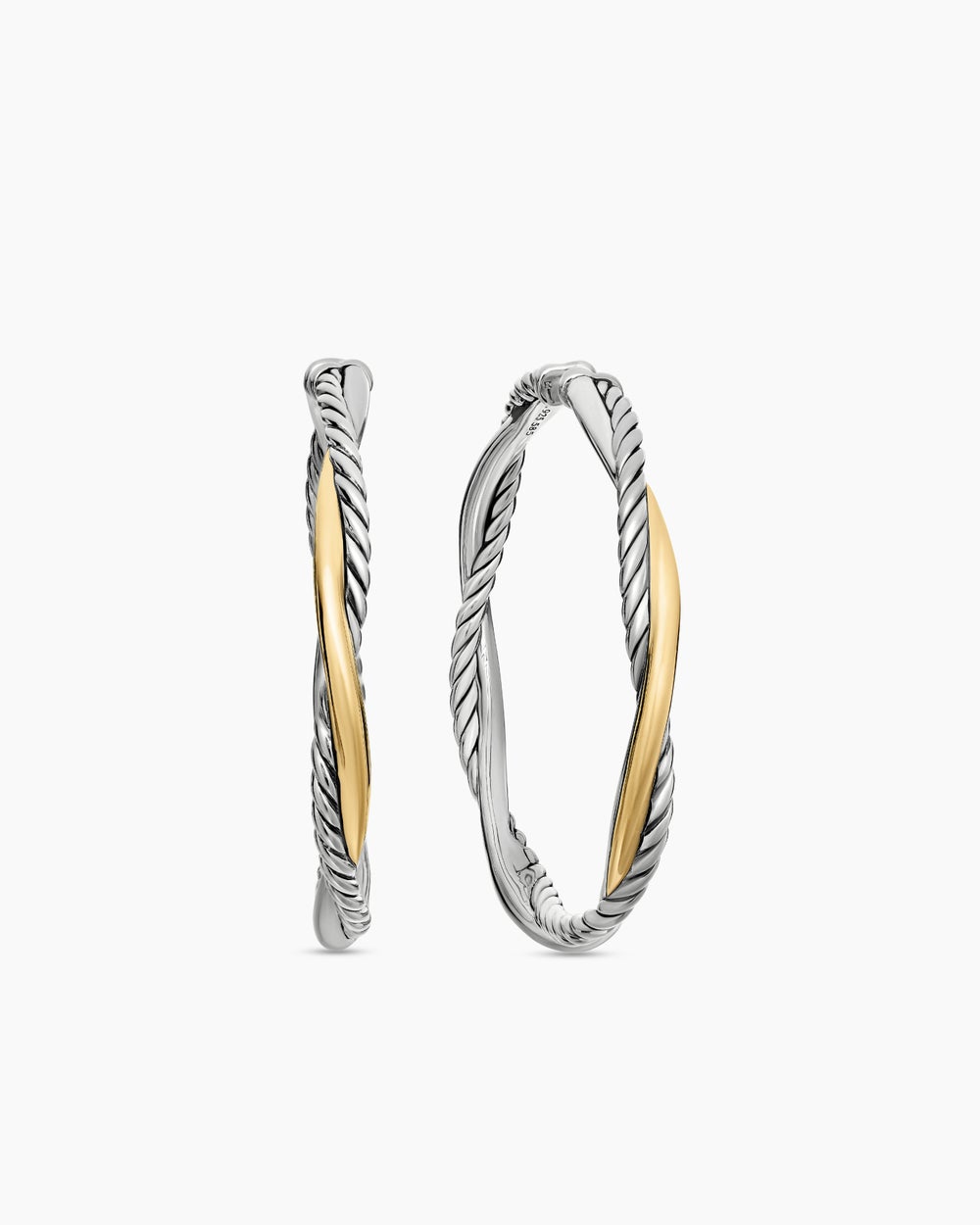 Womens Infinity Hoop Earrings in Sterling Silver with 14K Yellow Gold, 42mm