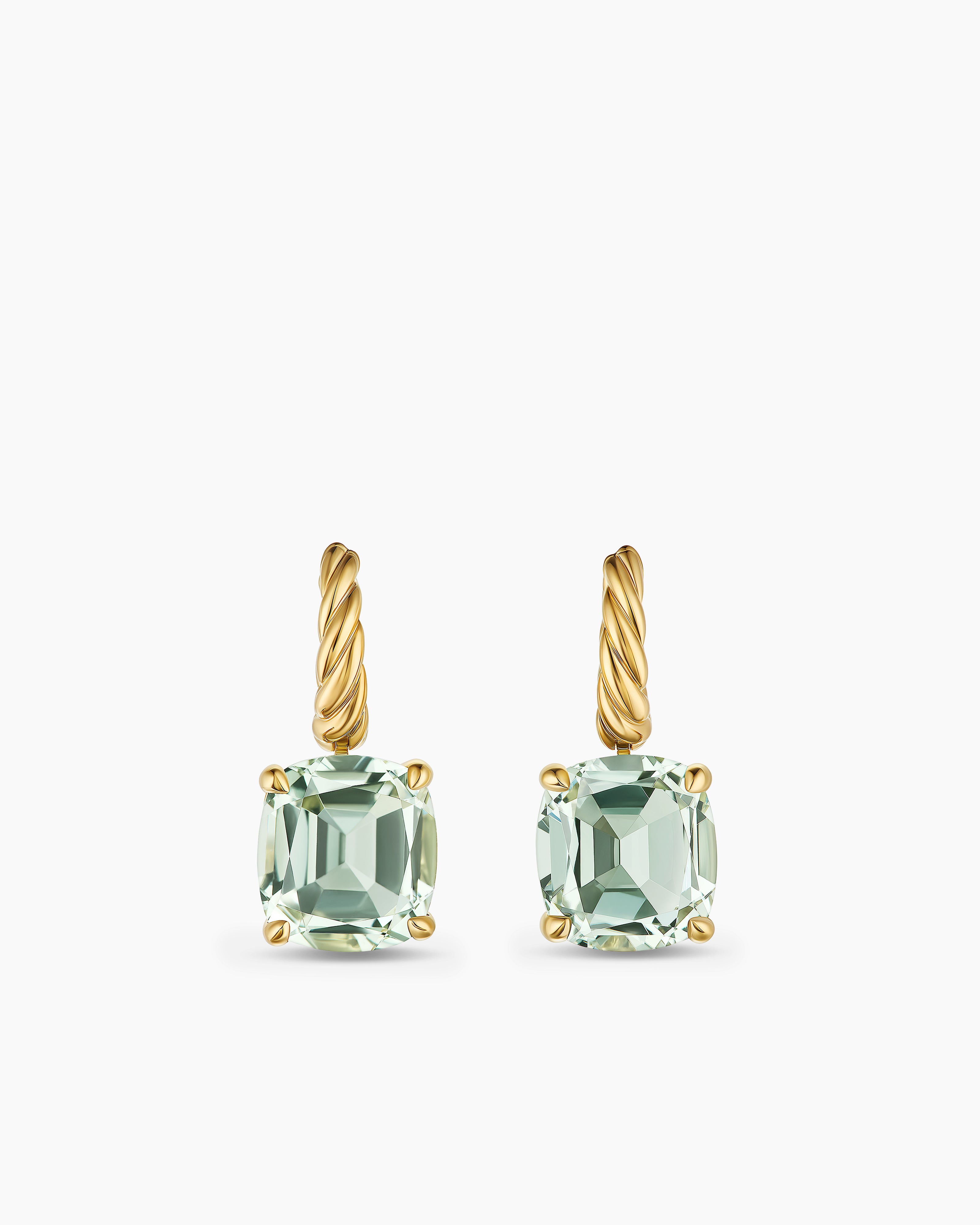 Womens Marbella Drop Earrings in 18K Yellow Gold with Prasiolite, 11mm