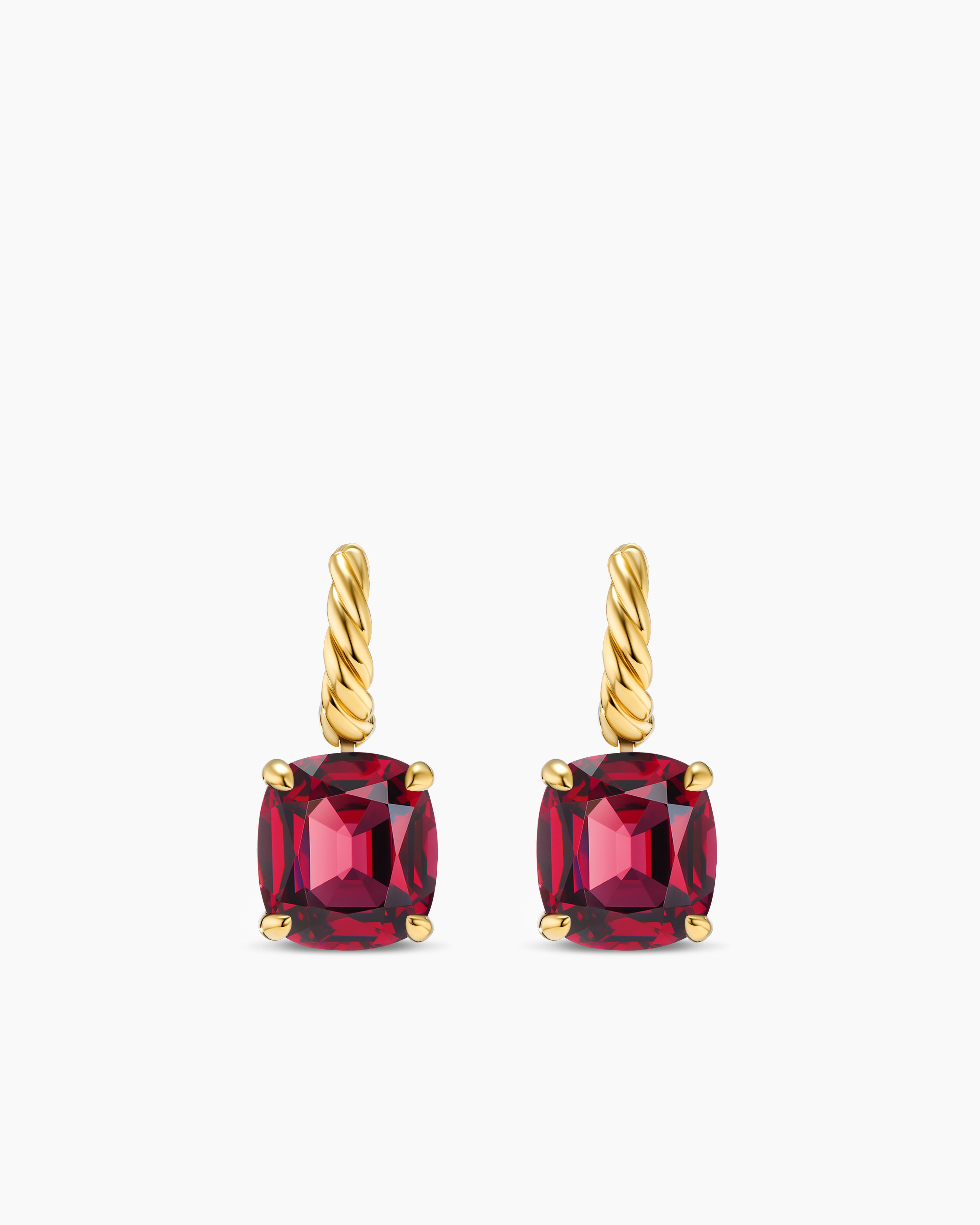 Boucles d&rsquo;oreilles pendantes Marbella en or jaune 18 carats avec grenat rhodolite, 11 mm femmes 