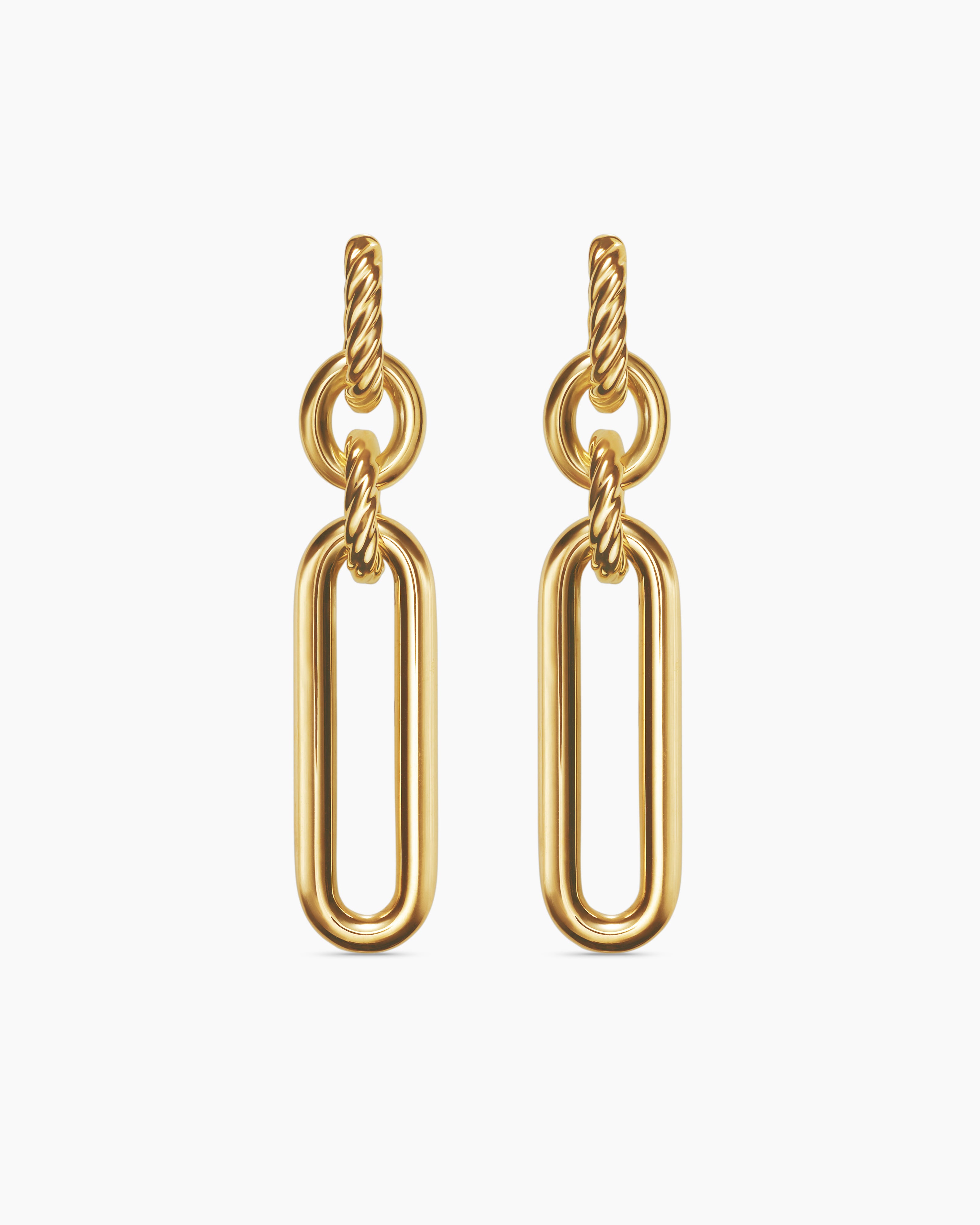 Boucles d&rsquo;oreilles pendantes &agrave; maillons doubles Lexington en or jaune 18 carats, 53,5 mm pour femmes 
