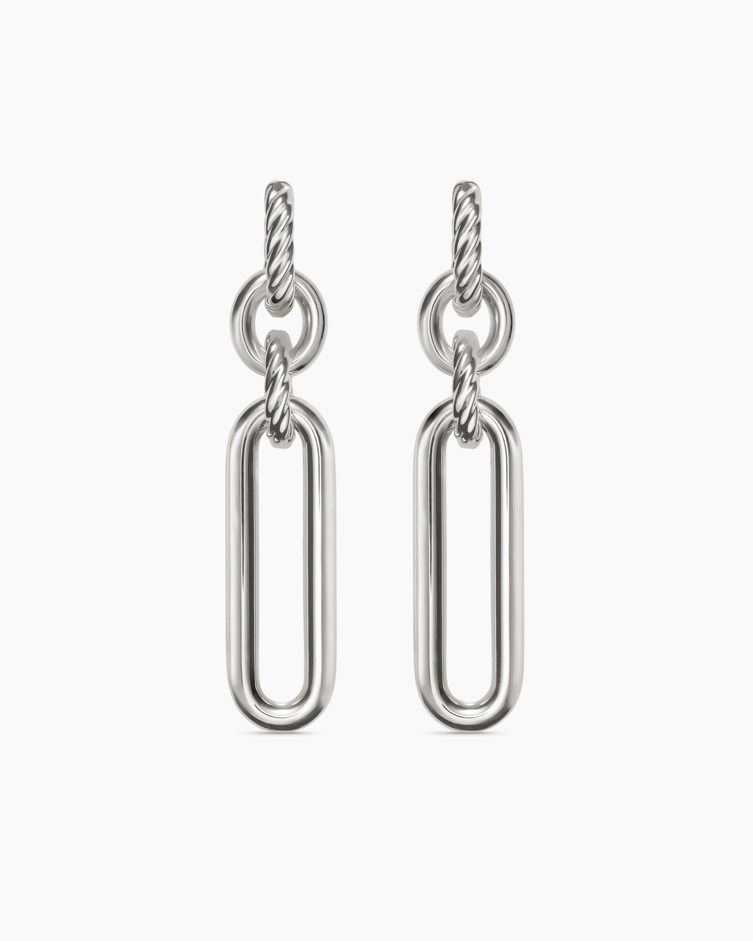 Boucles d&rsquo;oreilles pendantes &agrave; maillons doubles Lexington en argent sterling, 53,5 mm pour femmes 
