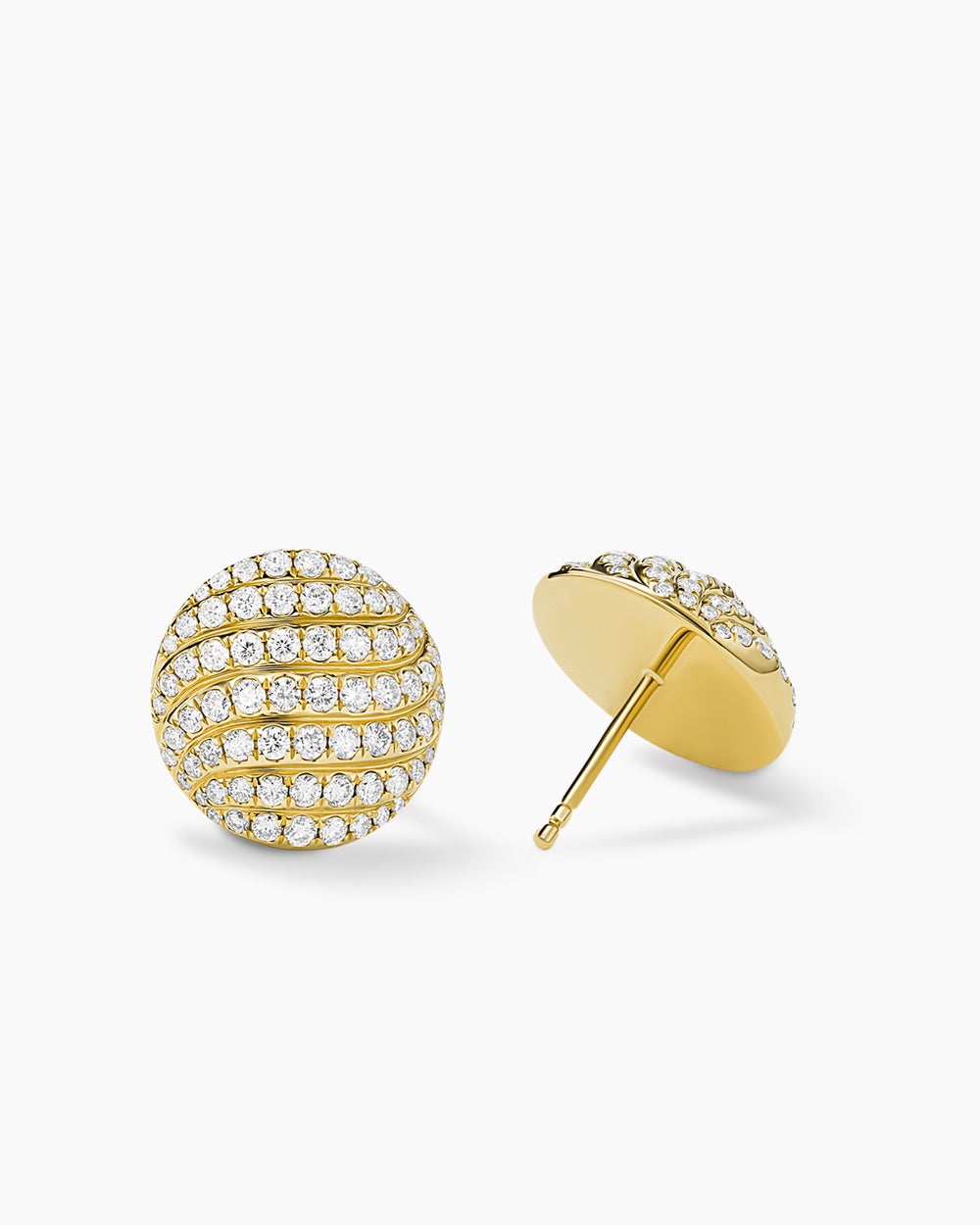 Clous d’oreilles Sculpted Cable en or jaune 18 carats avec diamants, 14 mm pour femmes