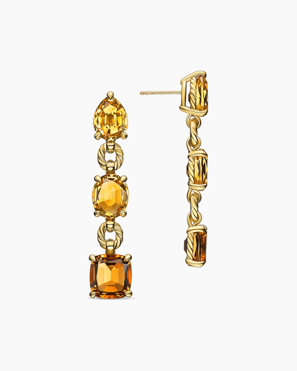 Womens Marbella Drop Earrings in 18K Yellow Gold with Citrine and Madeira Citrine, 51mm