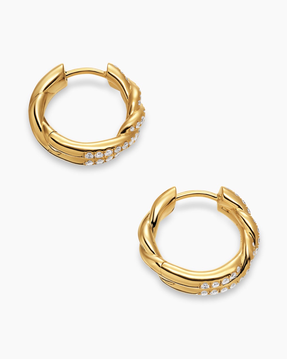 Womens Wisteria® Hoop Earrings in 18K Yellow Gold with Diamonds, 16mm