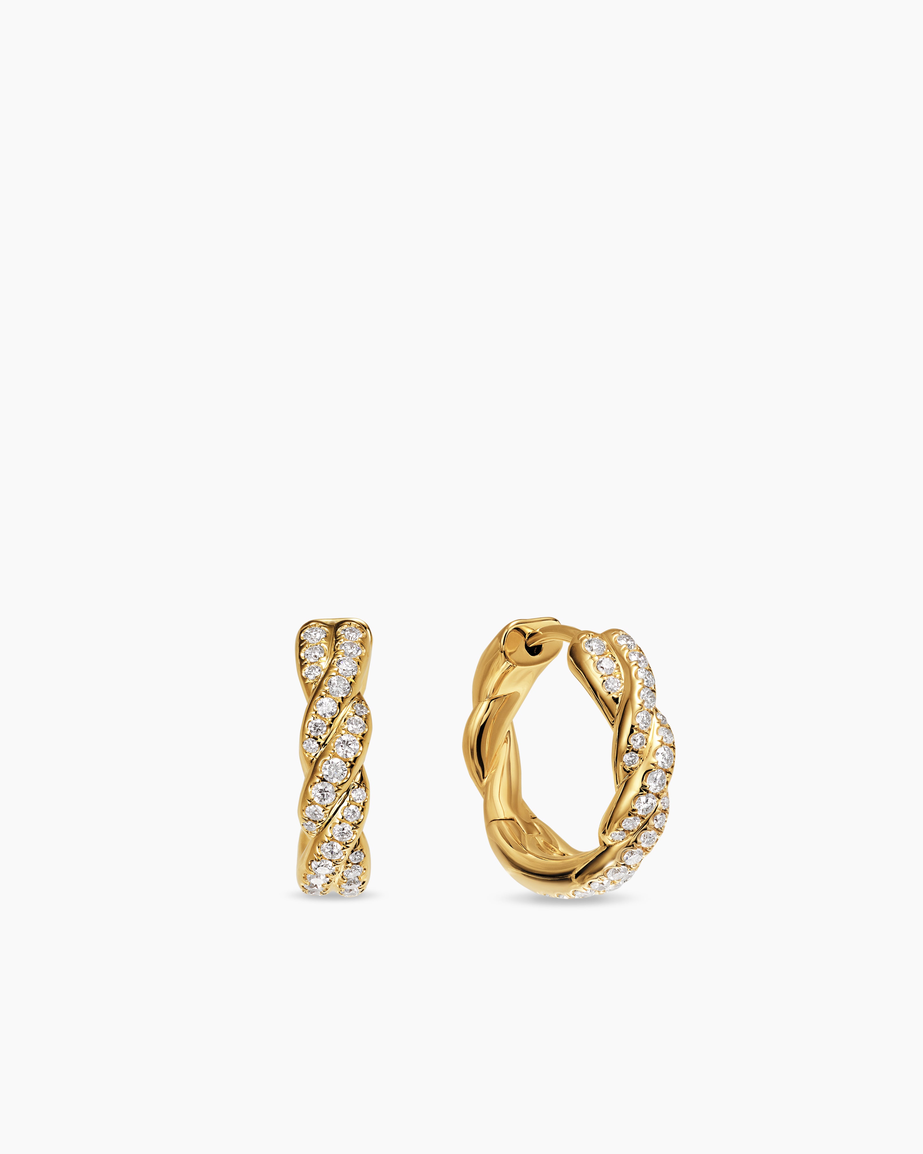 Womens Wisteria&reg; Hoop Earrings in 18K Yellow Gold with Diamonds, 16mm