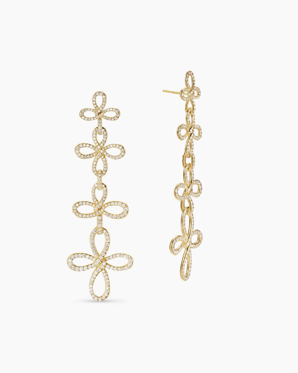 Womens Wisteria® Statement Drop Earrings in 18K Yellow Gold with Diamonds, 88.7mm