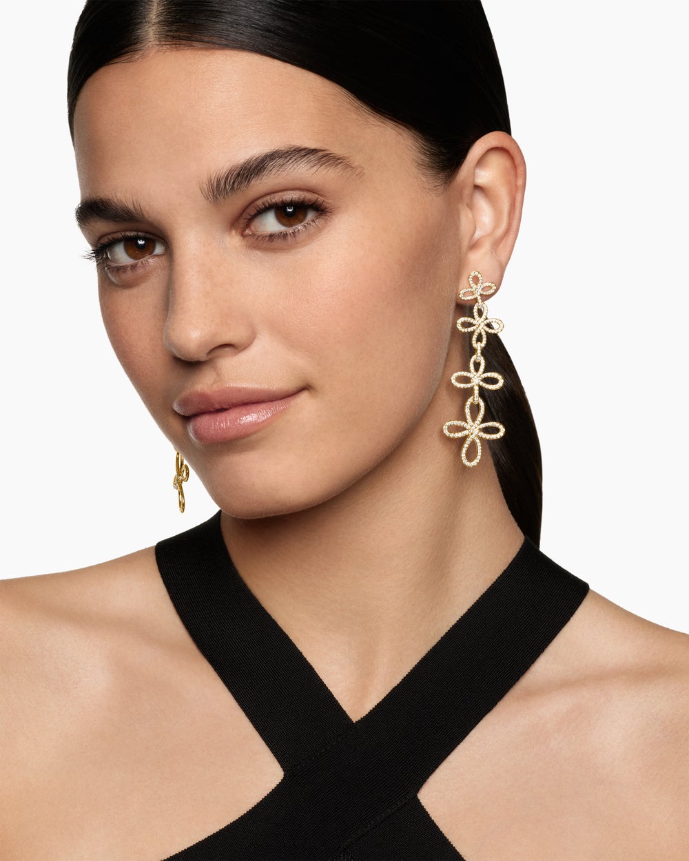 Womens Wisteria® Statement Drop Earrings in 18K Yellow Gold with Diamonds, 88.7mm