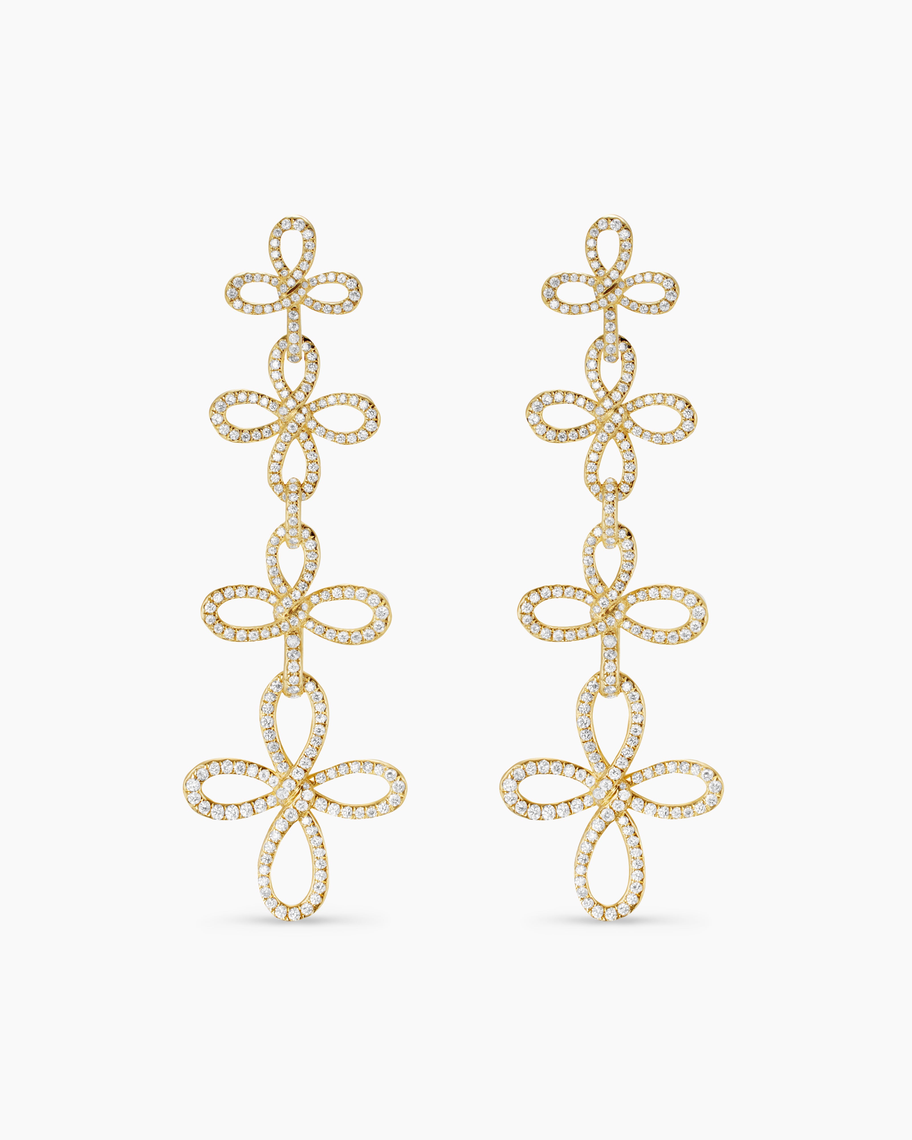 Womens Wisteria&reg; Statement Drop Earrings in 18K Yellow Gold with Diamonds, 88.7mm