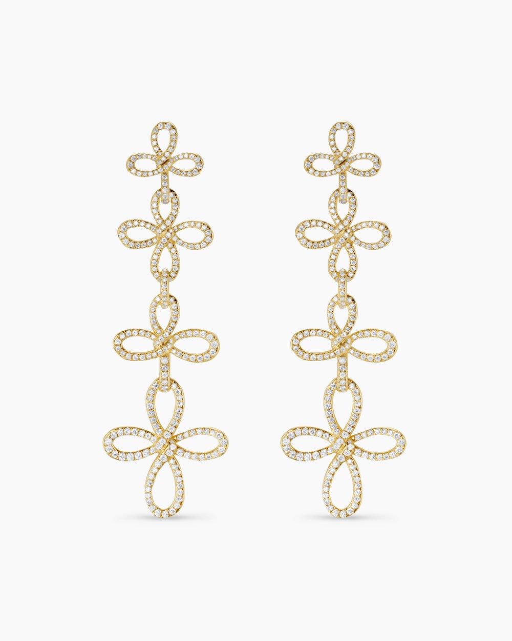 Womens Wisteria® Statement Drop Earrings in 18K Yellow Gold with Diamonds, 88.7mm