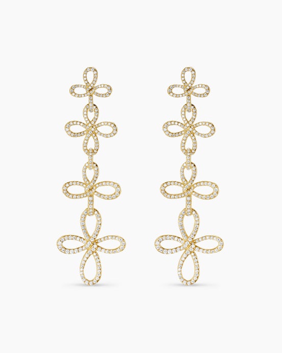 Wisteria® Statement Drop Earrings in 18K Yellow Gold with Diamonds, 88.7mm