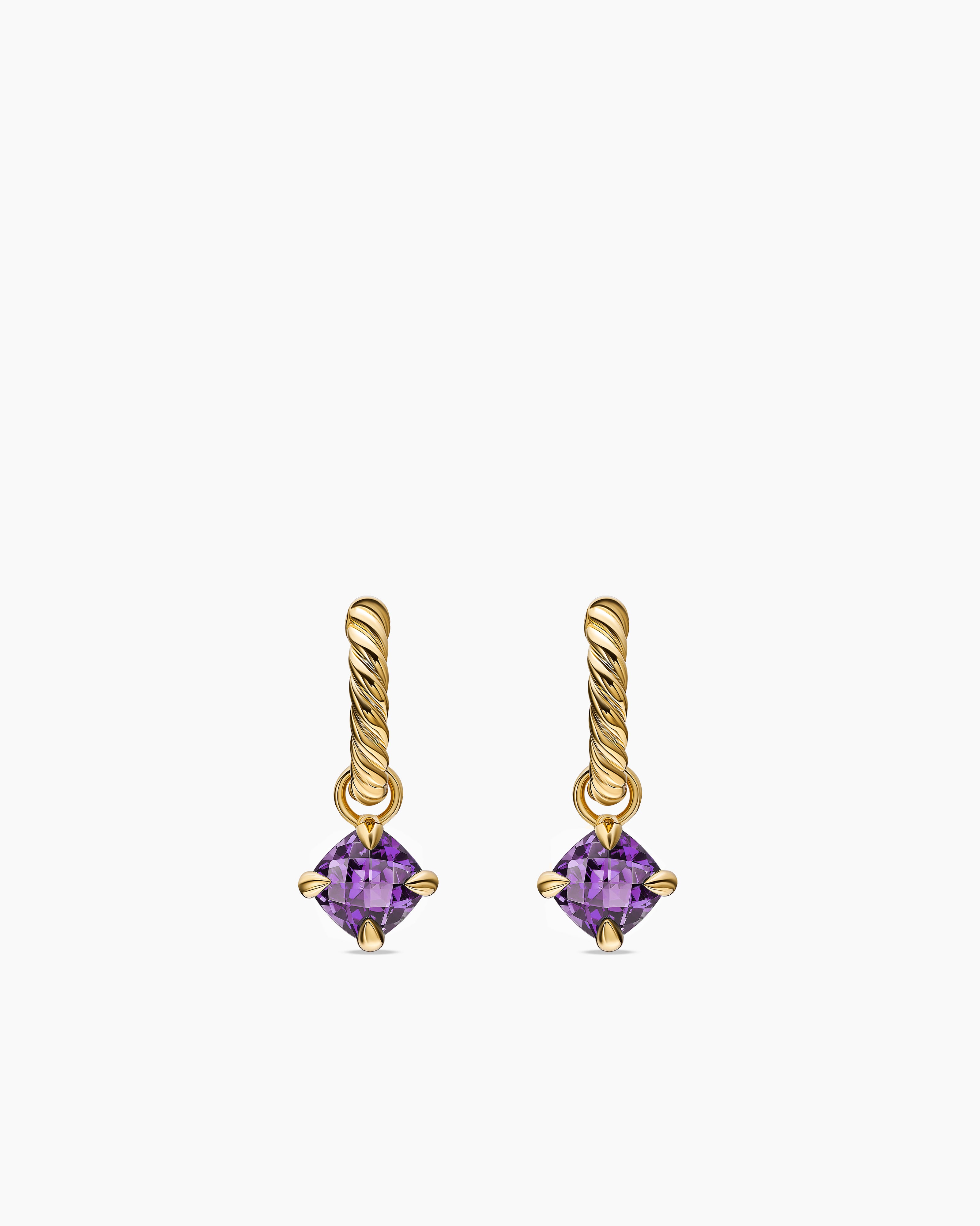 Womens Micro Chatelaine&reg; Drop Earrings in 18K Yellow Gold with Amethyst, 5mm