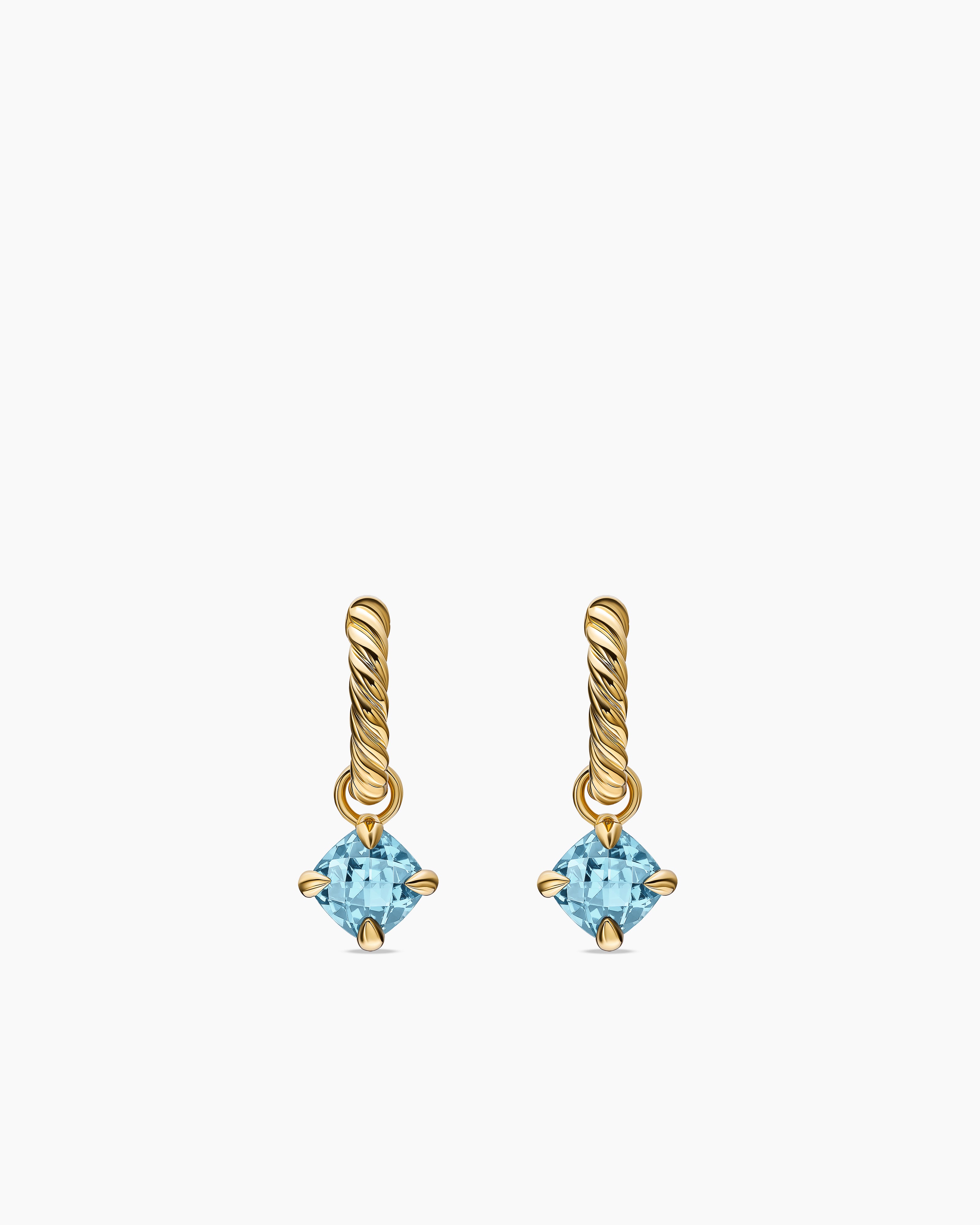 Womens Micro Chatelaine&reg; Drop Earrings in 18K Yellow Gold with Aquamarine, 5mm