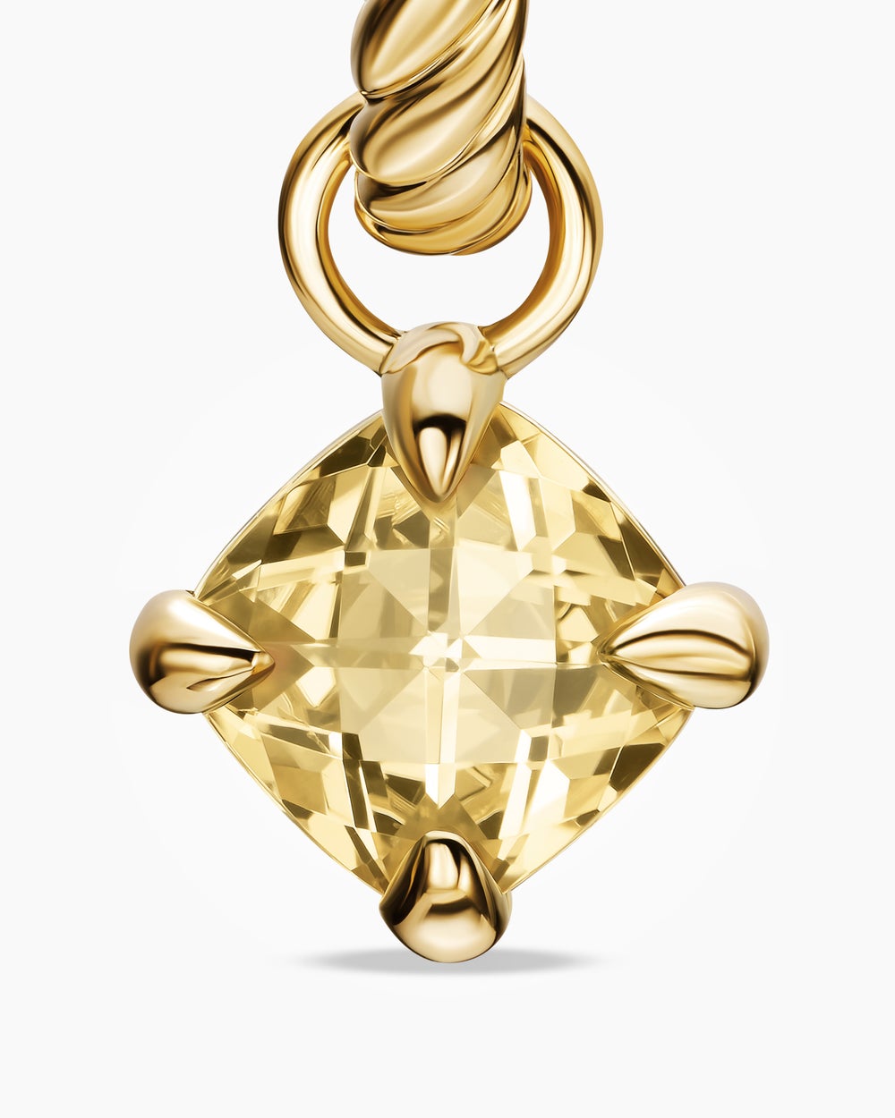 Boucles d’oreilles pendantes Micro Chatelaine® de petite taille en or jaune 18 carats avec citrine champagne, 5 mm femmes