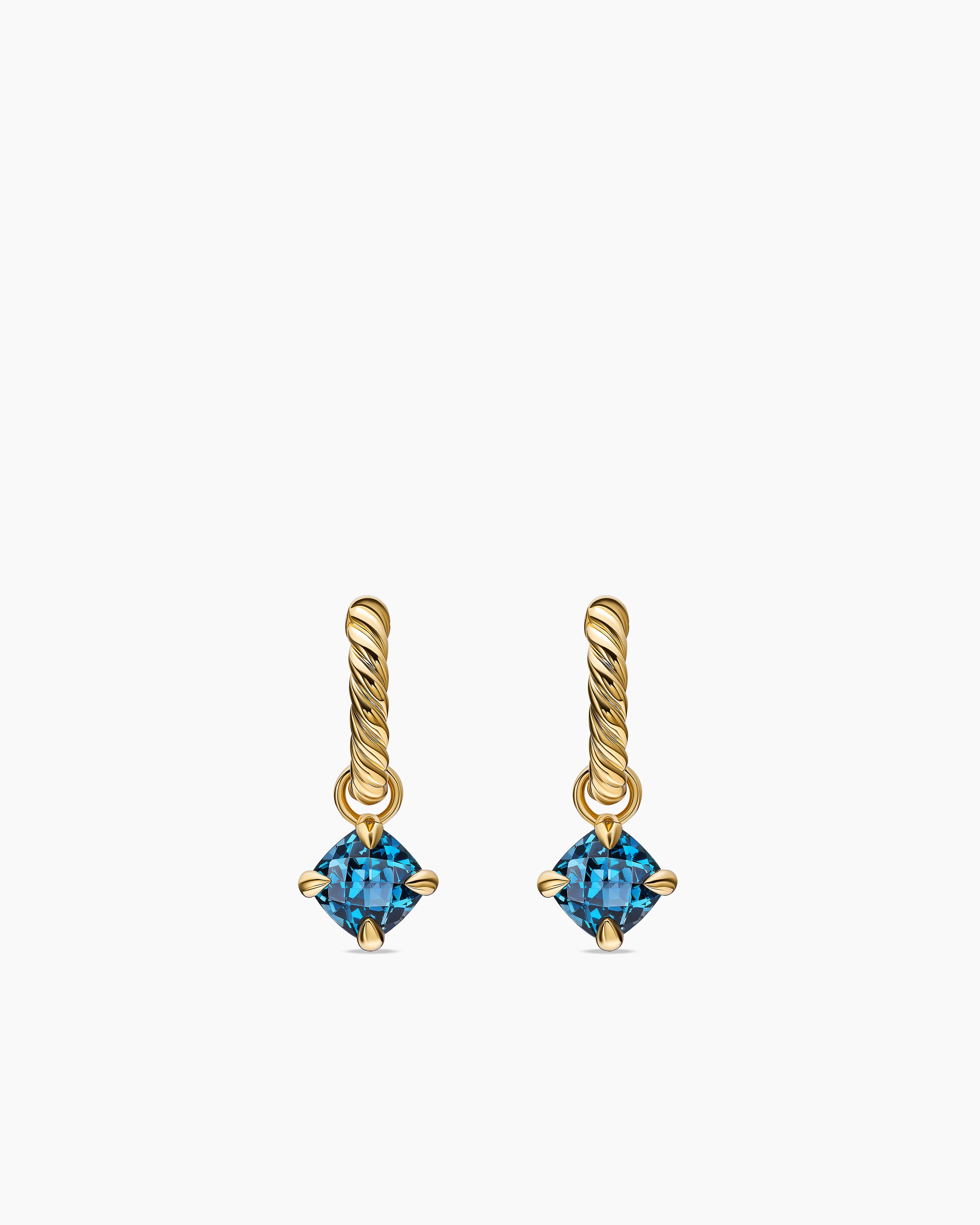 Womens Micro Chatelaine&reg; Drop Earrings in 18K Yellow Gold with Hampton Blue Topaz, 5mm
