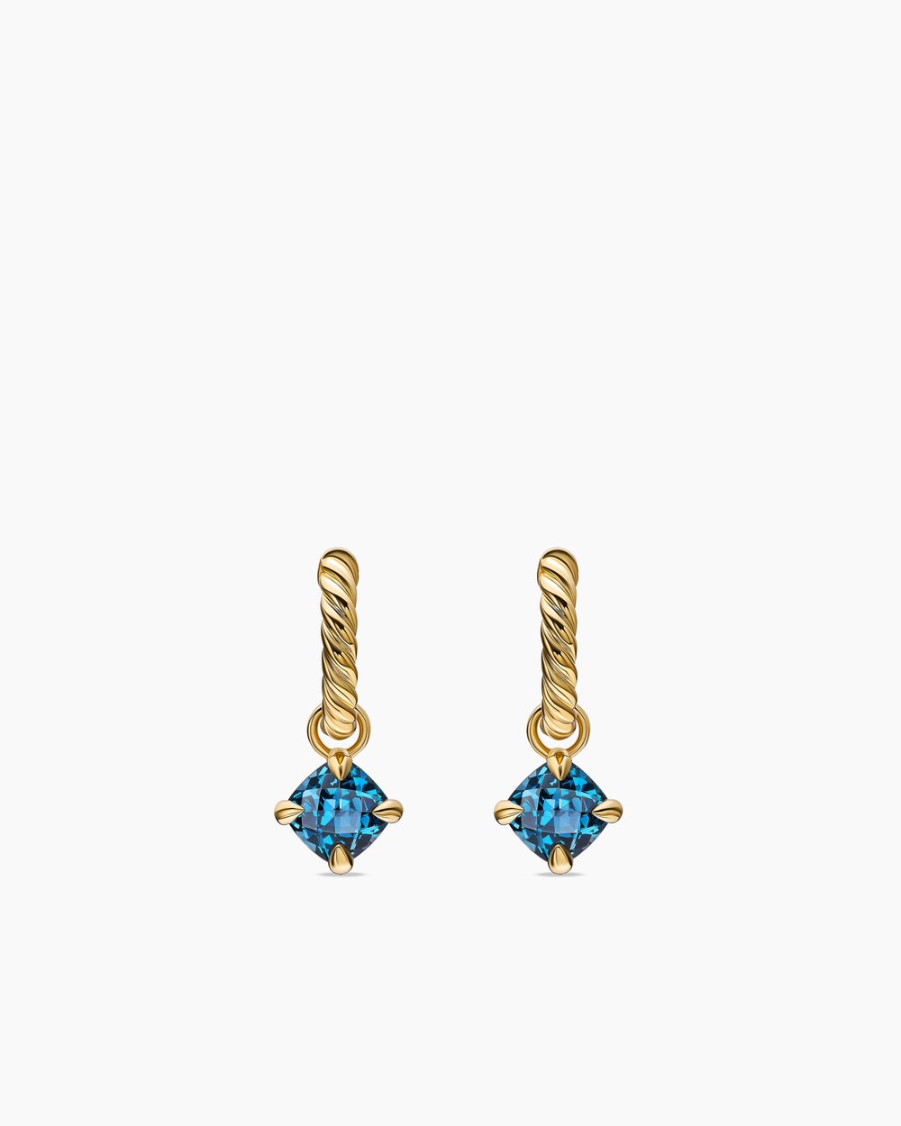 Womens Micro Chatelaine® Drop Earrings in 18K Yellow Gold with Hampton Blue Topaz, 5mm