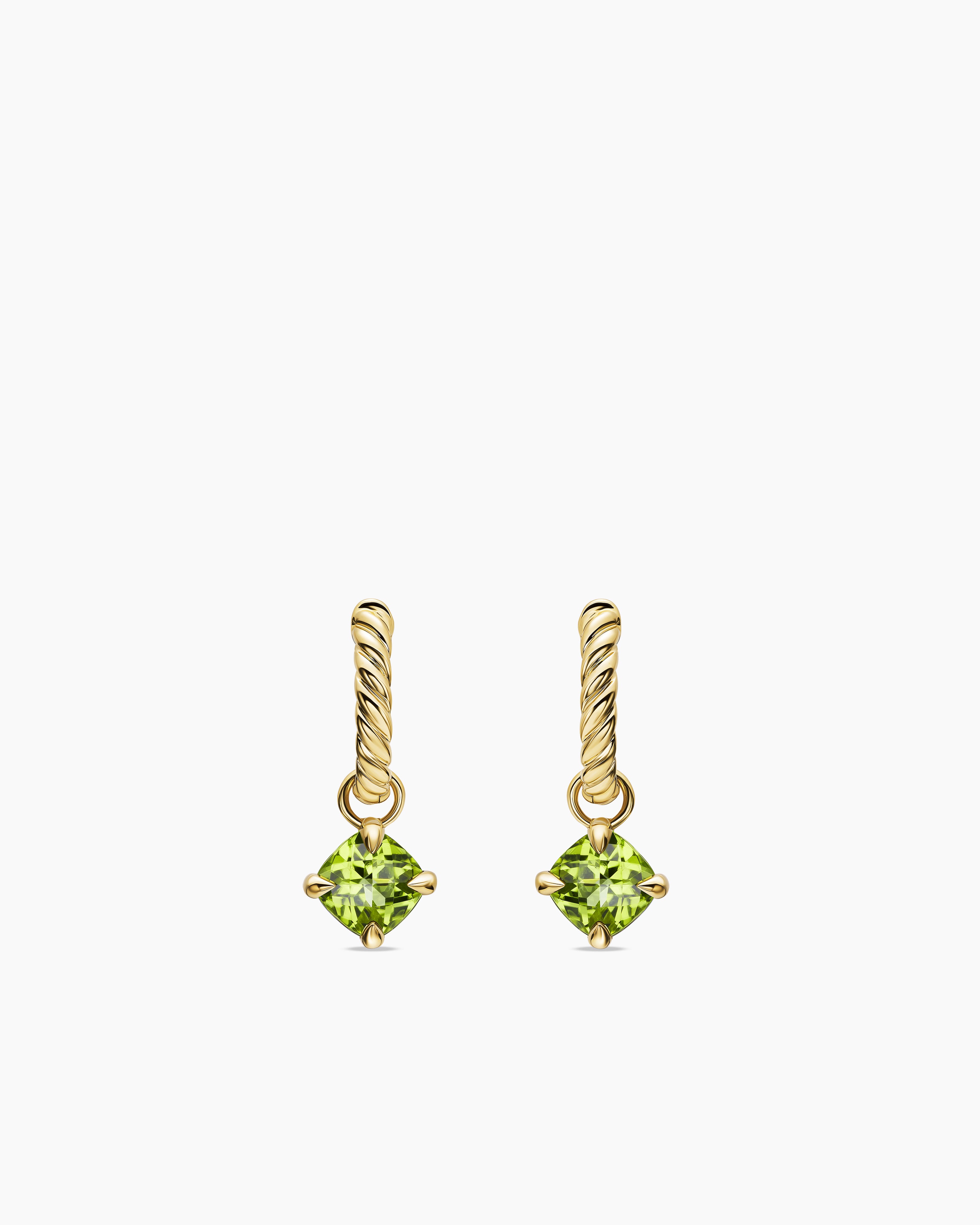 Womens Micro Chatelaine&reg; Drop Earrings in 18K Yellow Gold with Peridot, 5mm