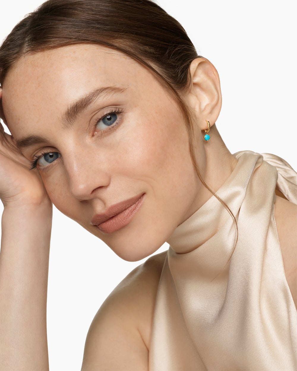 Womens Micro Chatelaine® Drop Earrings in 18K Yellow Gold with Turquoise, 5mm