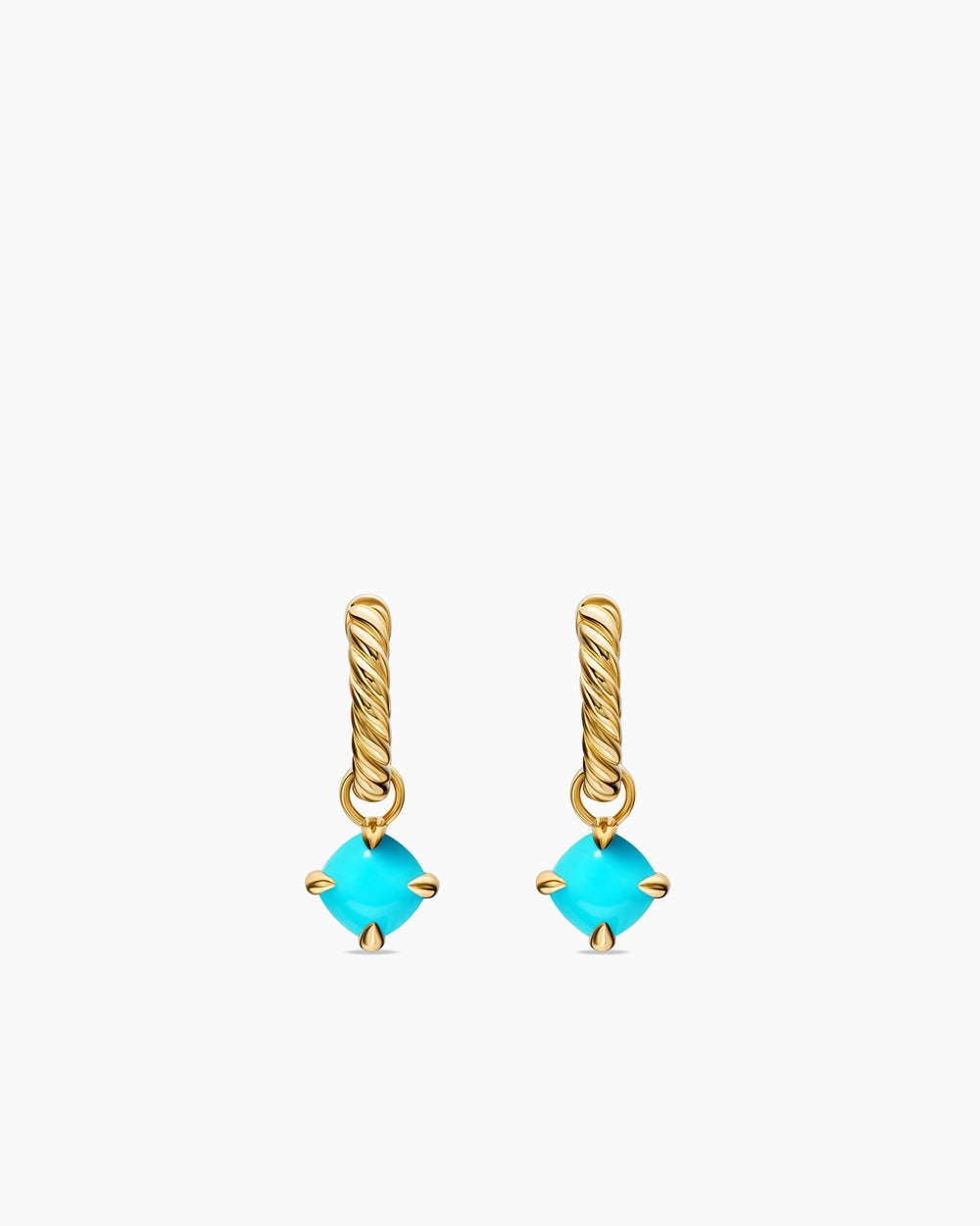 Womens Micro Chatelaine® Drop Earrings in 18K Yellow Gold with Turquoise, 5mm