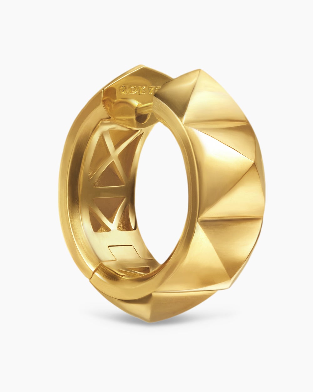 Womens Pyramid Hoop Earrings in 18K Yellow Gold, 23.9mm