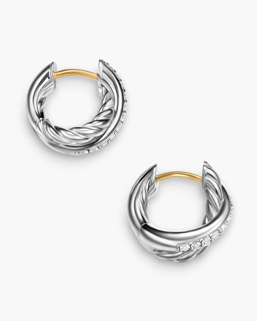 Créoles Crossover en argent sterling avec diamants, 26,5 mm pour femmes