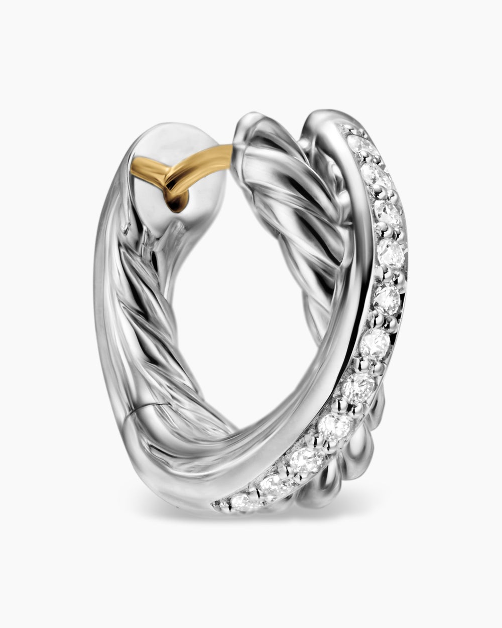 Créoles Crossover en argent sterling avec diamants, 26,5 mm pour femmes