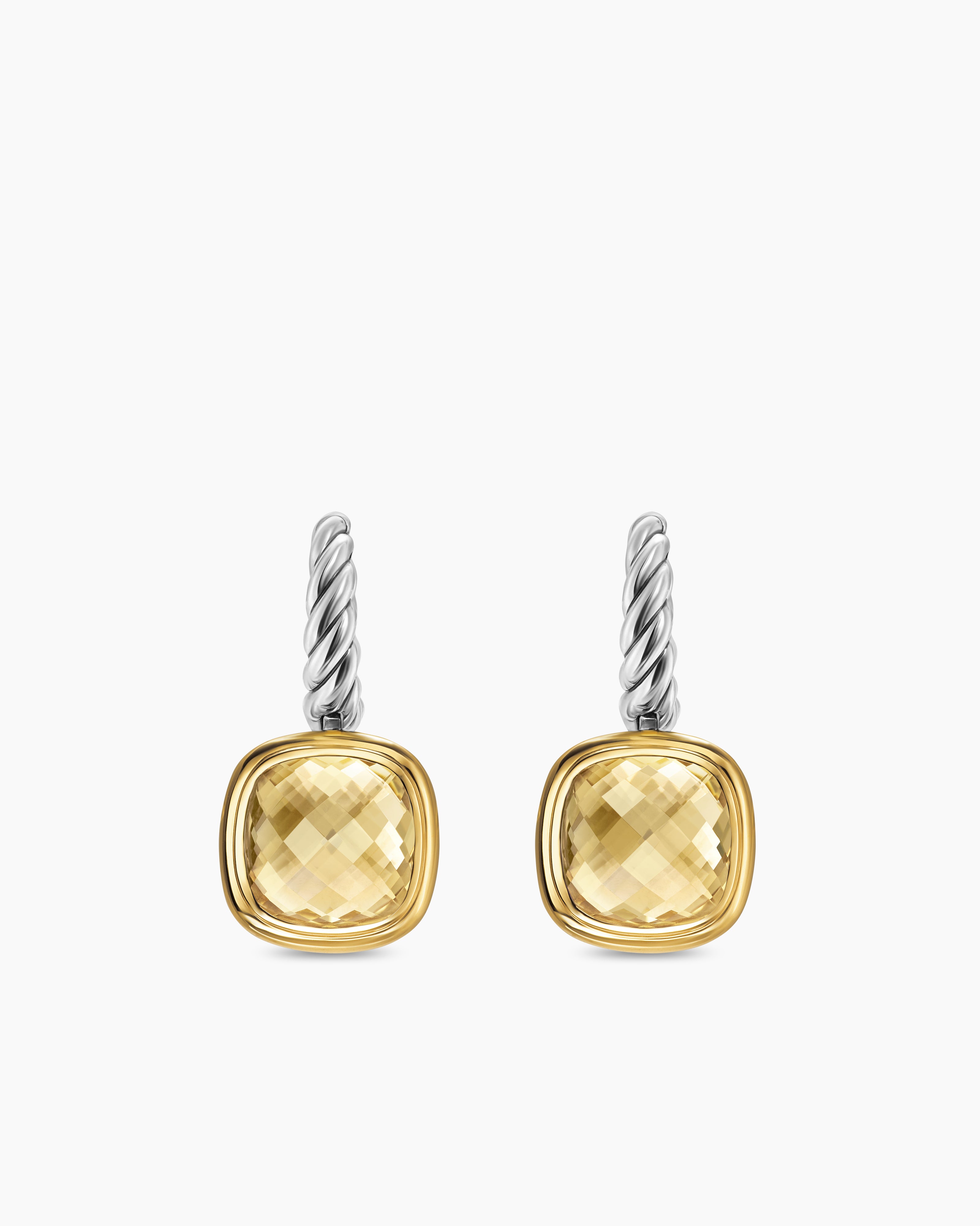 Womens Albion&reg; Drop Earrings in Sterling Silver with 18K Yellow Gold and Champagne Citrine, 10mm