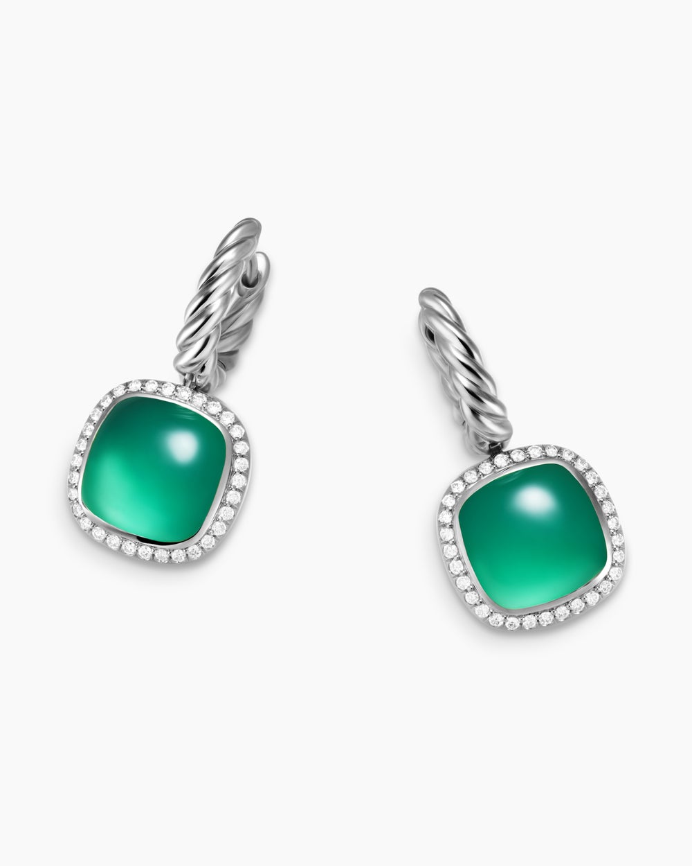 Womens Albion® Drop Earrings in Sterling Silver with Lagoon Orchid and Diamonds, 10mm