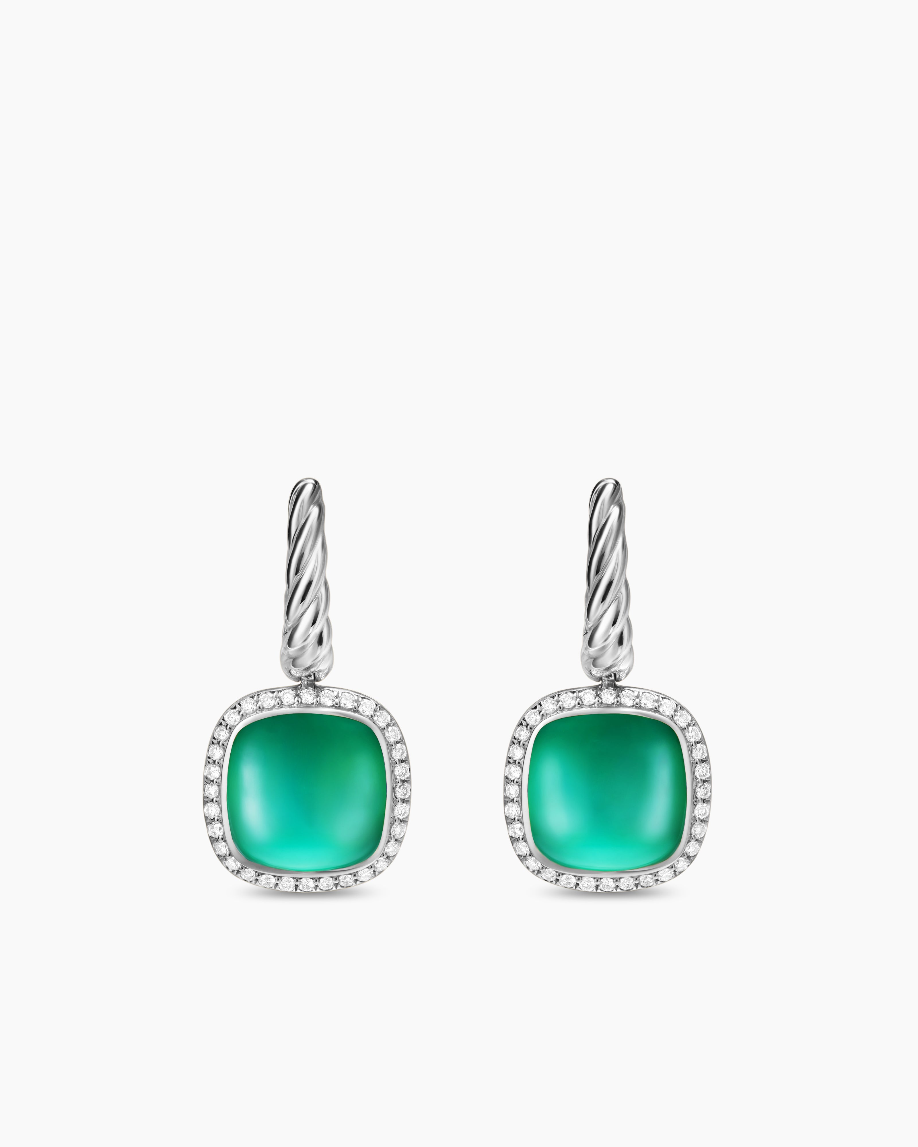 Womens Albion&reg; Drop Earrings in Sterling Silver with Lagoon Orchid and Diamonds, 10mm