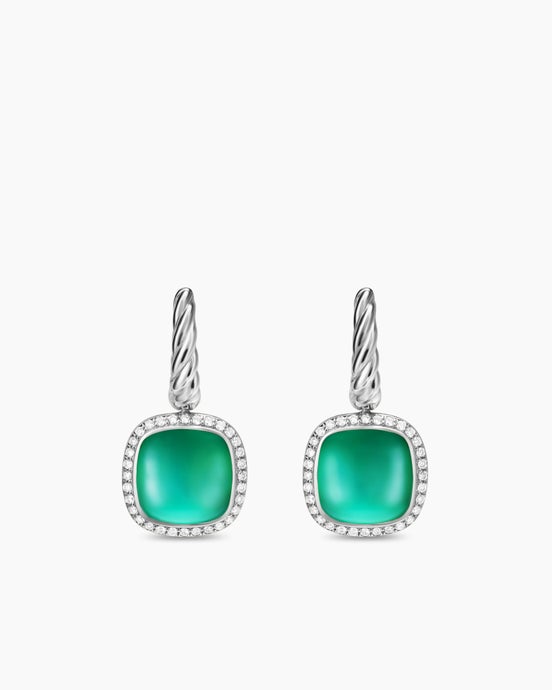 Albion® Drop Earrings in Sterling Silver with Lagoon Orchid and Diamonds, 10mm