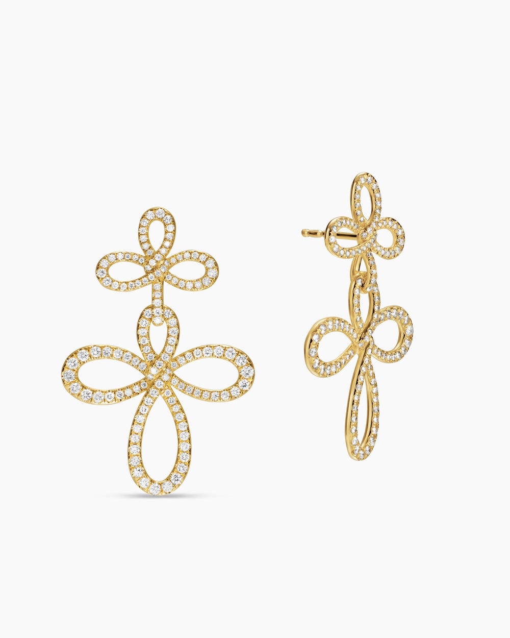 Womens Wisteria® Drop Earrings in 18K Yellow Gold with Diamonds, 37.8mm